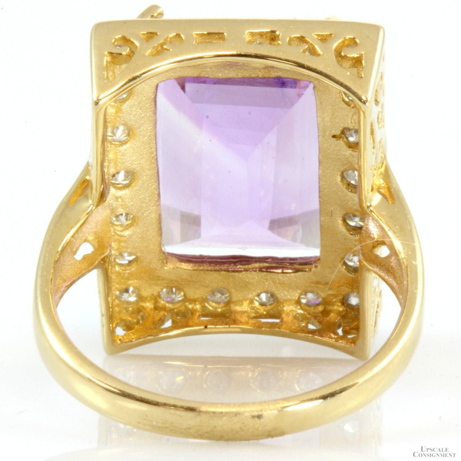 Zales 14K Gold 7.26ct Amethyst & .64ctw Diamond Halo Ring - Size 7.25 - Thumbnail 6