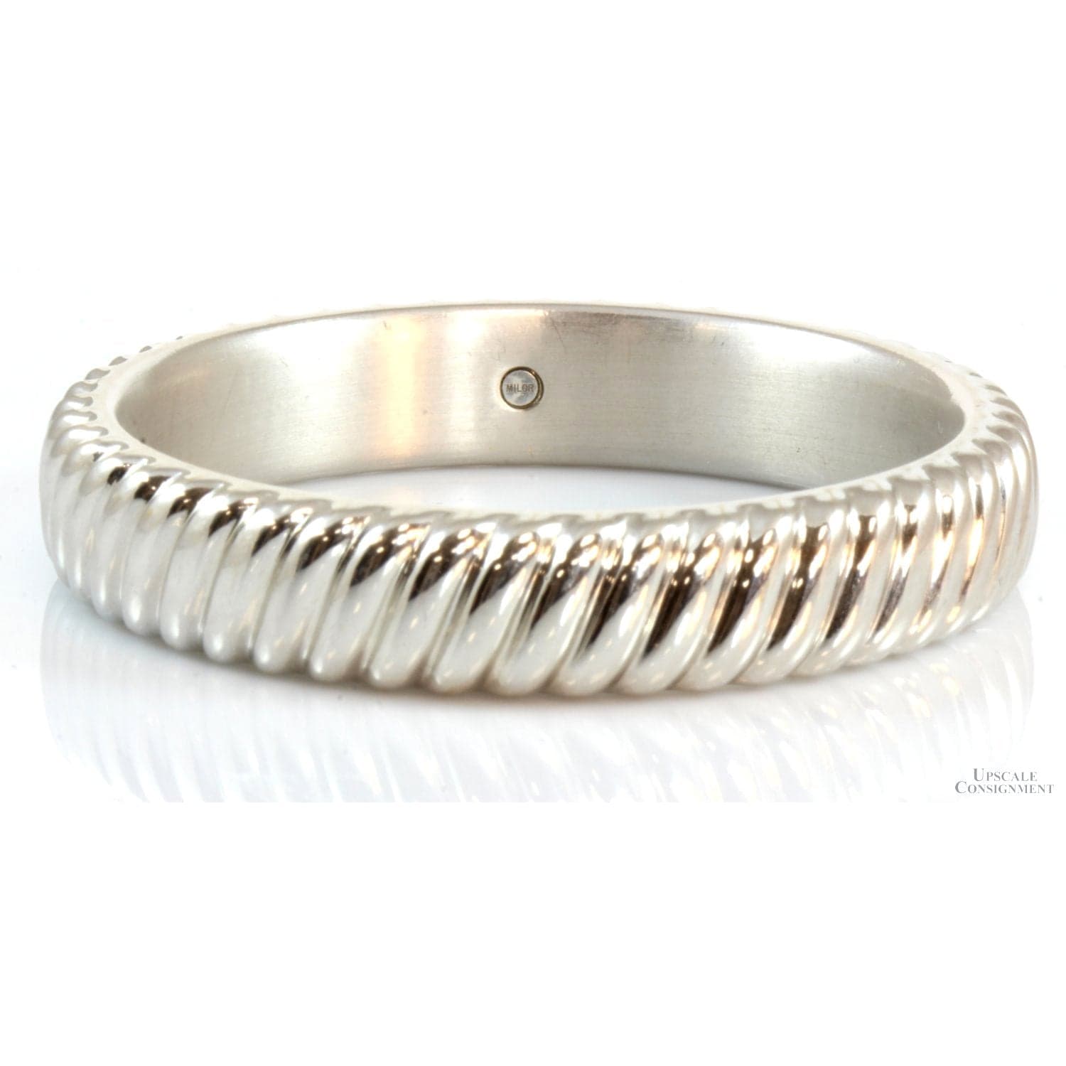 Electroformed 14K White Gold over Resin Slip-On 13.75m(w) Twist Bangle - 2.5"(ID) - Thumbnail 2