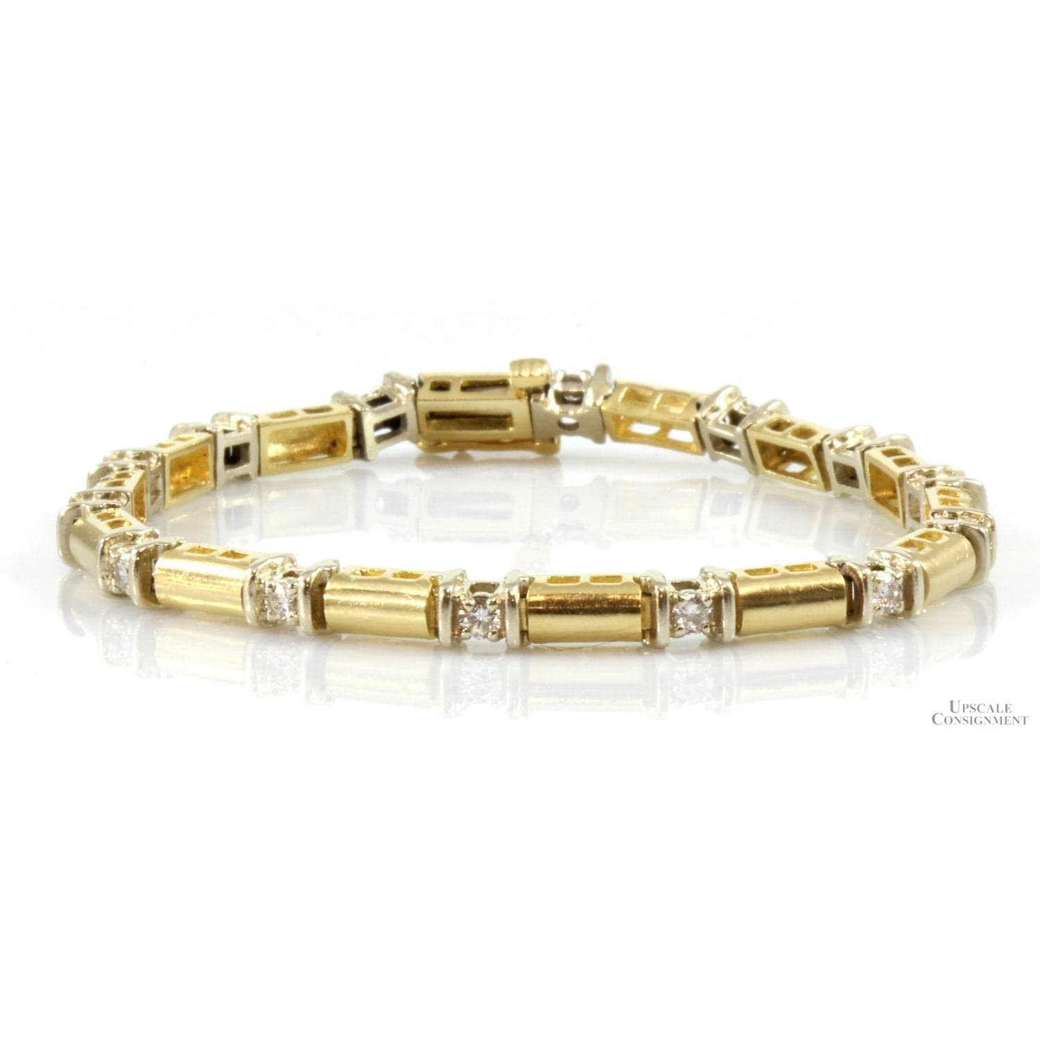 .90ctw Brilliant Cut Diamond 14K Yellow-White Gold Bracelet - 7.25" - Image 1