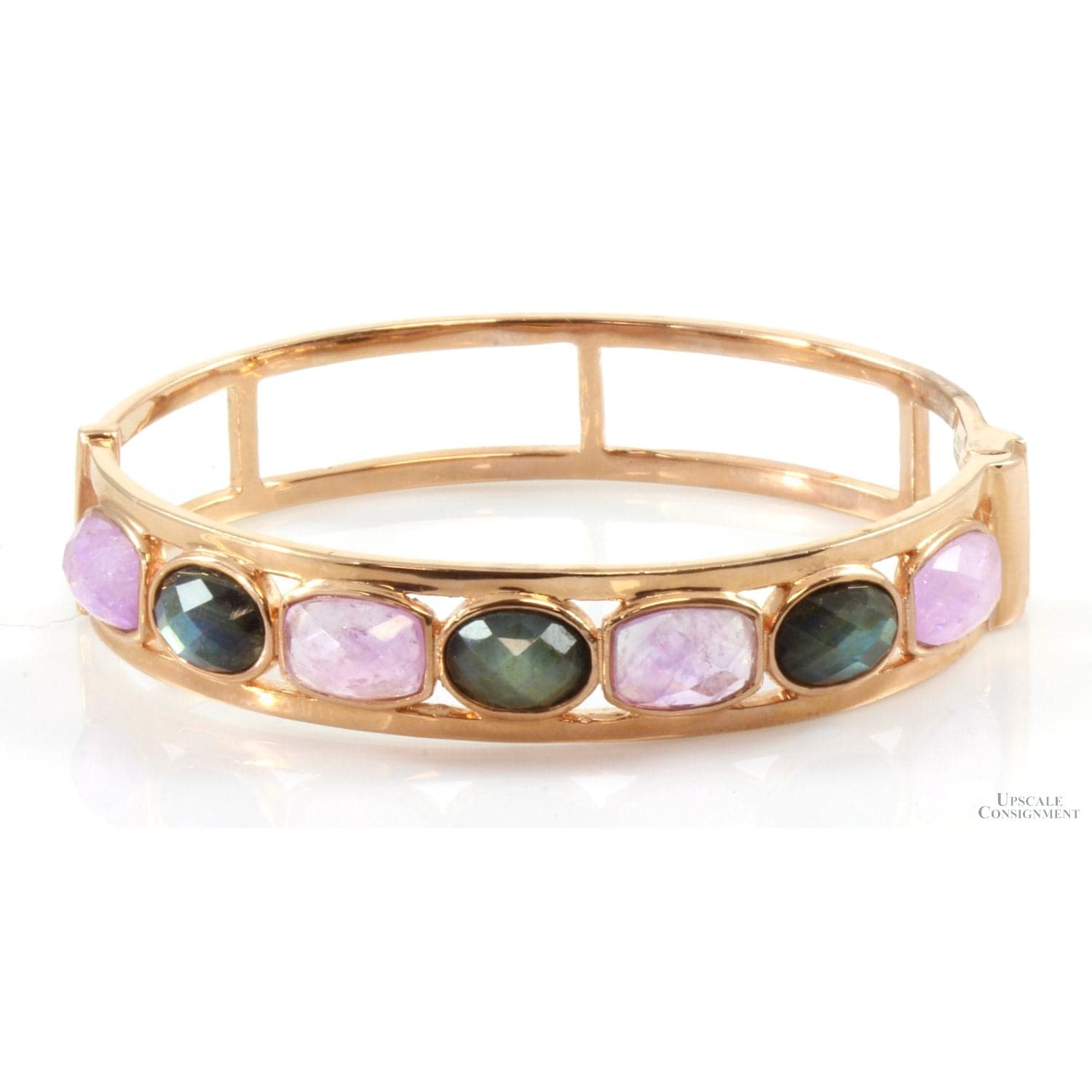 Rose Gold over Sterling Silver Amethyst & Labradorite Bangle - Image 1