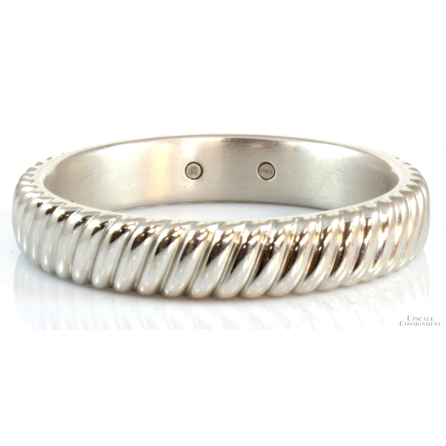 Electroformed 14K White Gold over Resin Slip-On 13.75m(w) Twist Bangle - 2.5"(ID) - Image 1