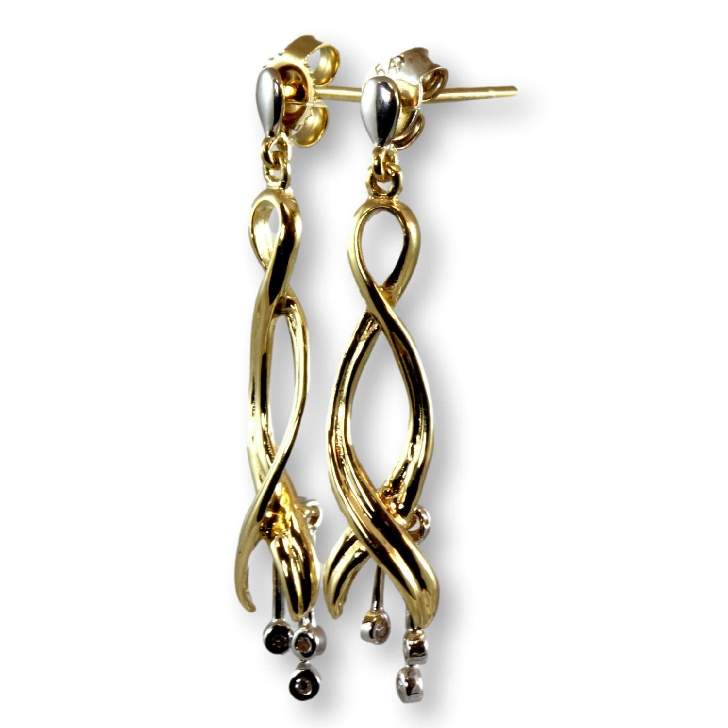 14K Two-Tone Gold Ribbon Design Earrings - 1.25 in - Image 1