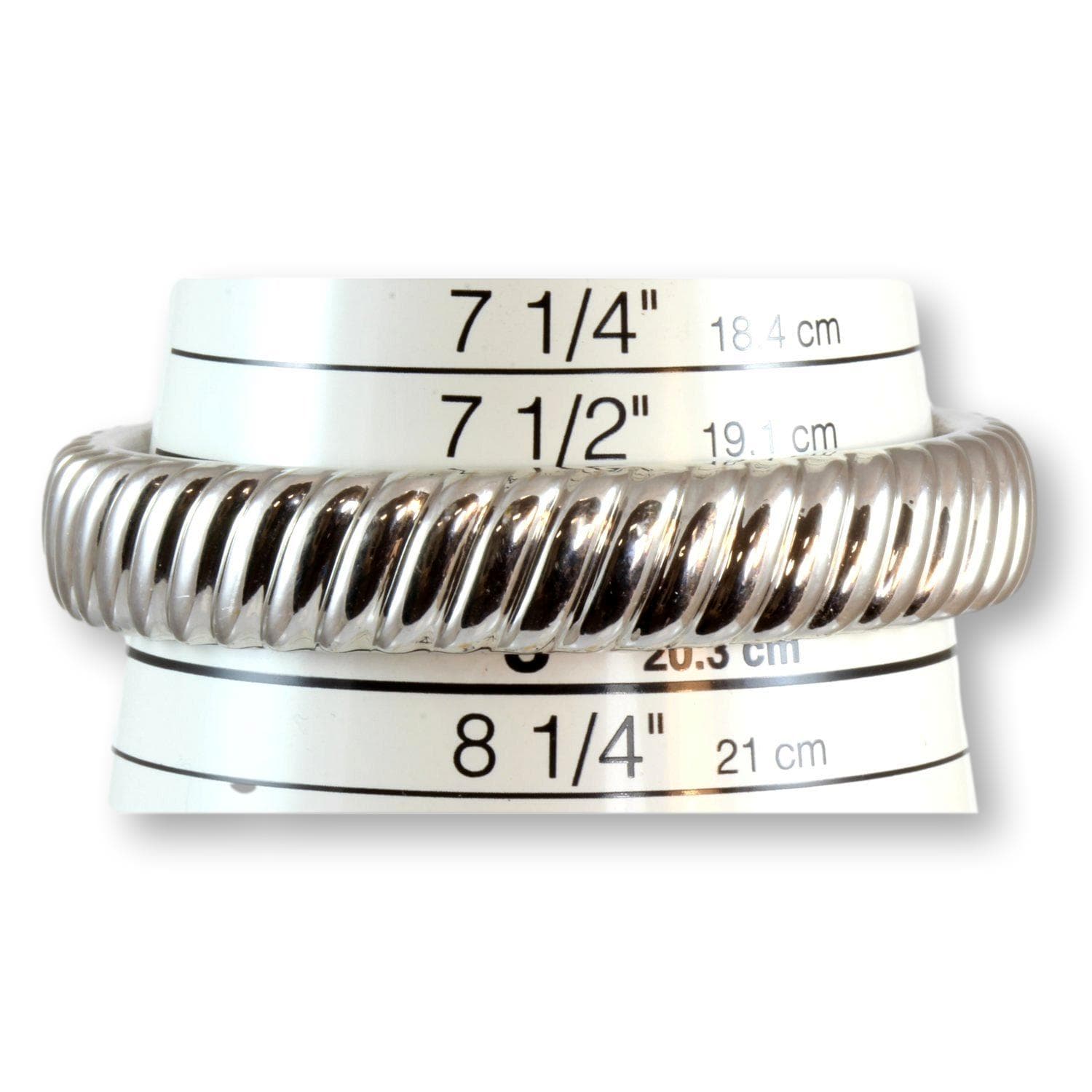 Electroformed 14K White Gold over Resin Slip-On 13.75m(w) Twist Bangle - 2.5"(ID) - Thumbnail 3