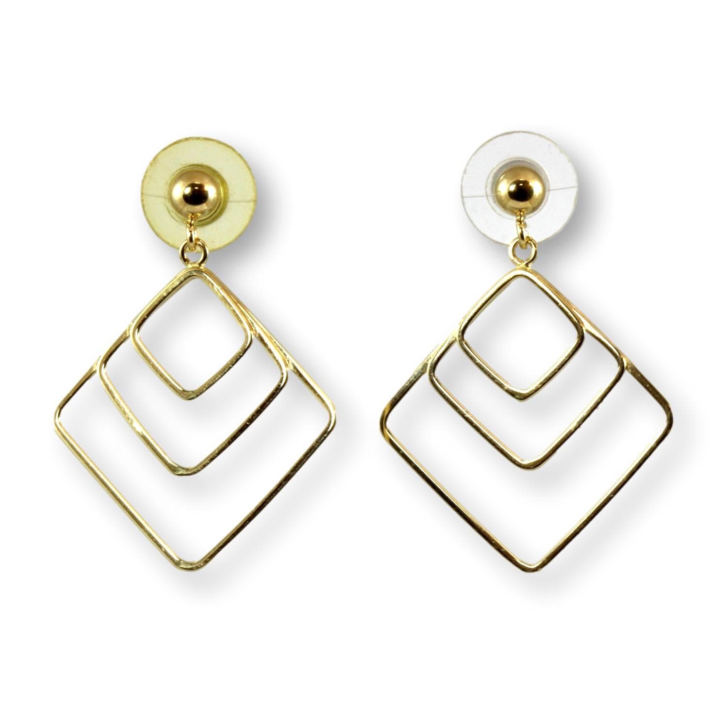 14K Gold Mid Century Modern Modernist Dangle Earrings - 1.5 in - Image 1