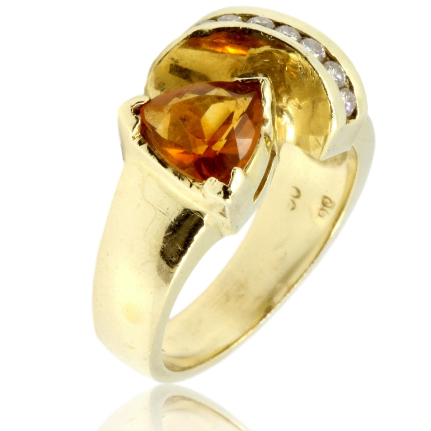 1.31ct Trillion-Cut Citrine .15ctw Diamond 14K Yellow Gold Ring - Size 6.25 - Image 1