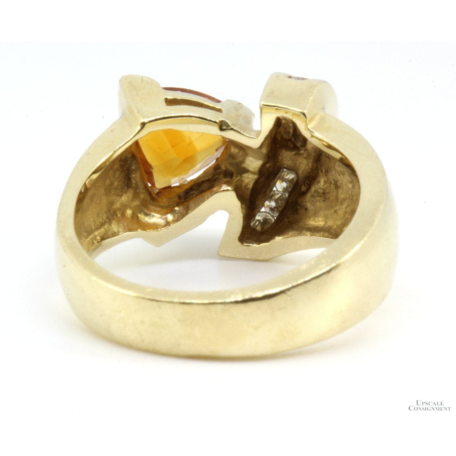 1.31ct Trillion-Cut Citrine .15ctw Diamond 14K Yellow Gold Ring - Size 6.25 - Thumbnail 5