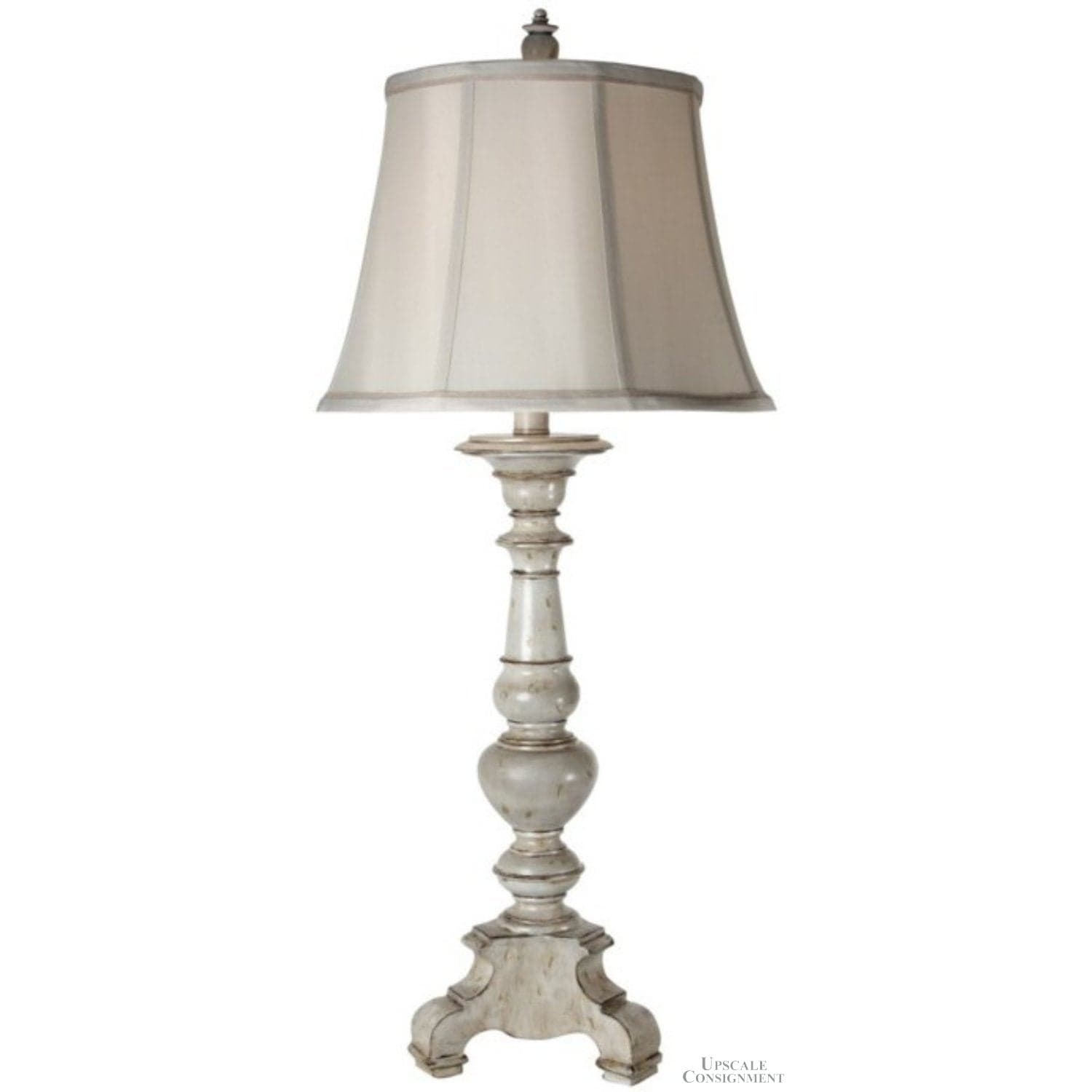 Scrolled White Wood Table Lamp - Image 1