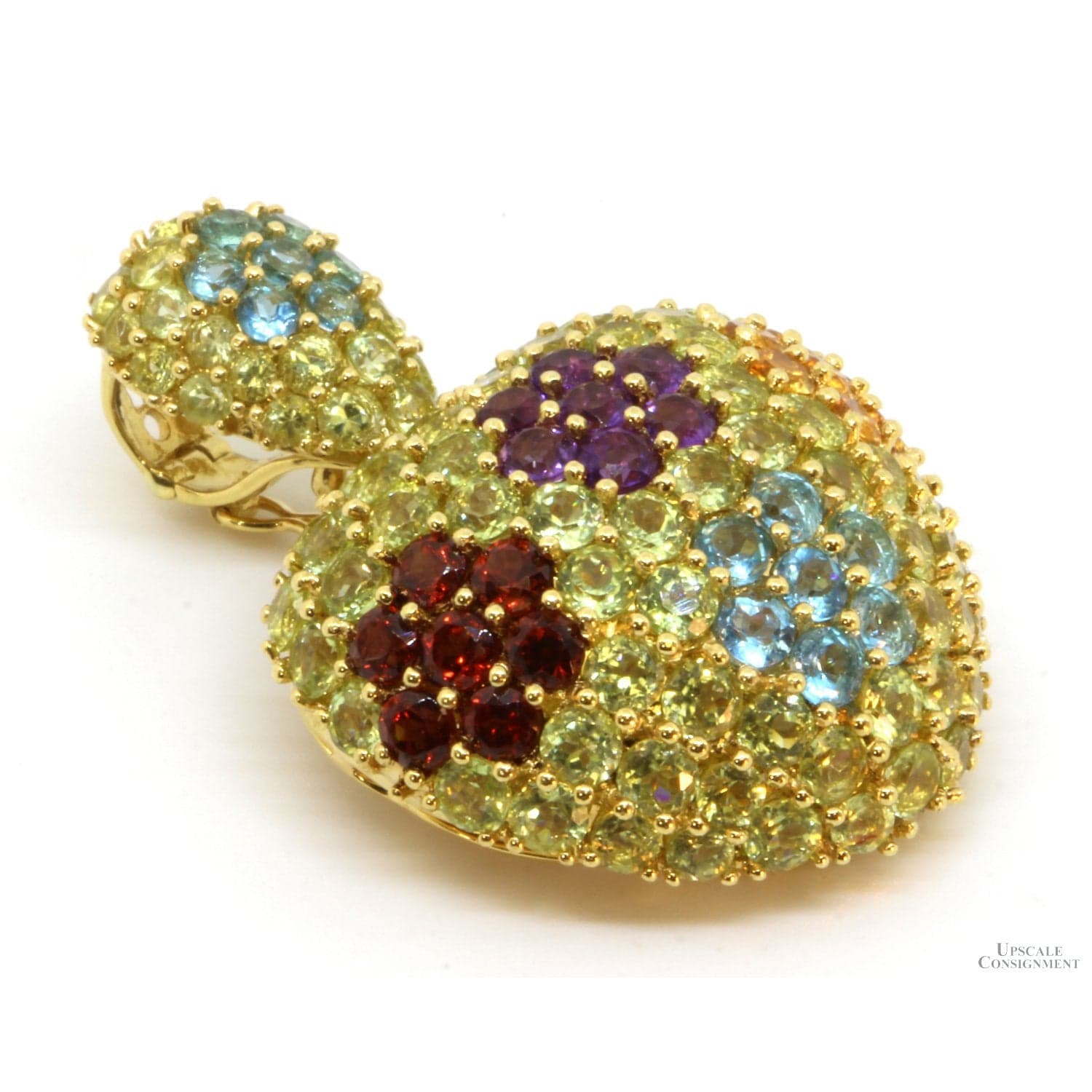 Pasquale Bruni 13.35ctw Gemstone 18K Yellow Gold Heart Pendant Enhancer - 1.625" x 1.125" - Thumbnail 2