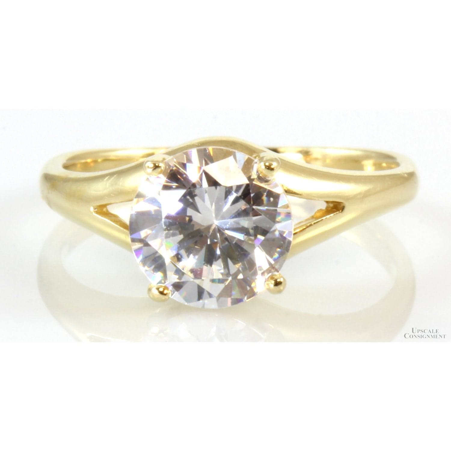 8mm Round Brilliant Cubic Zirconia 14K Yellow Gold Ring - Size 6.5 - Image 1