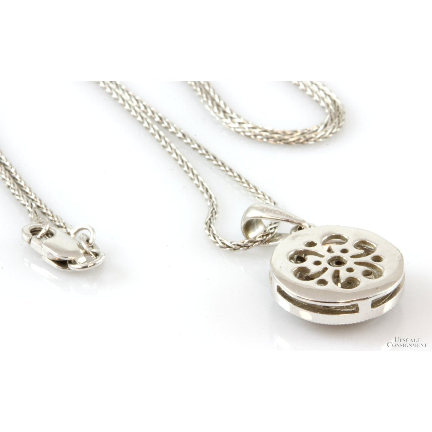 1.00ctw Diamond 14K White Gold Round Pendant Necklace - 15 in - Thumbnail 4