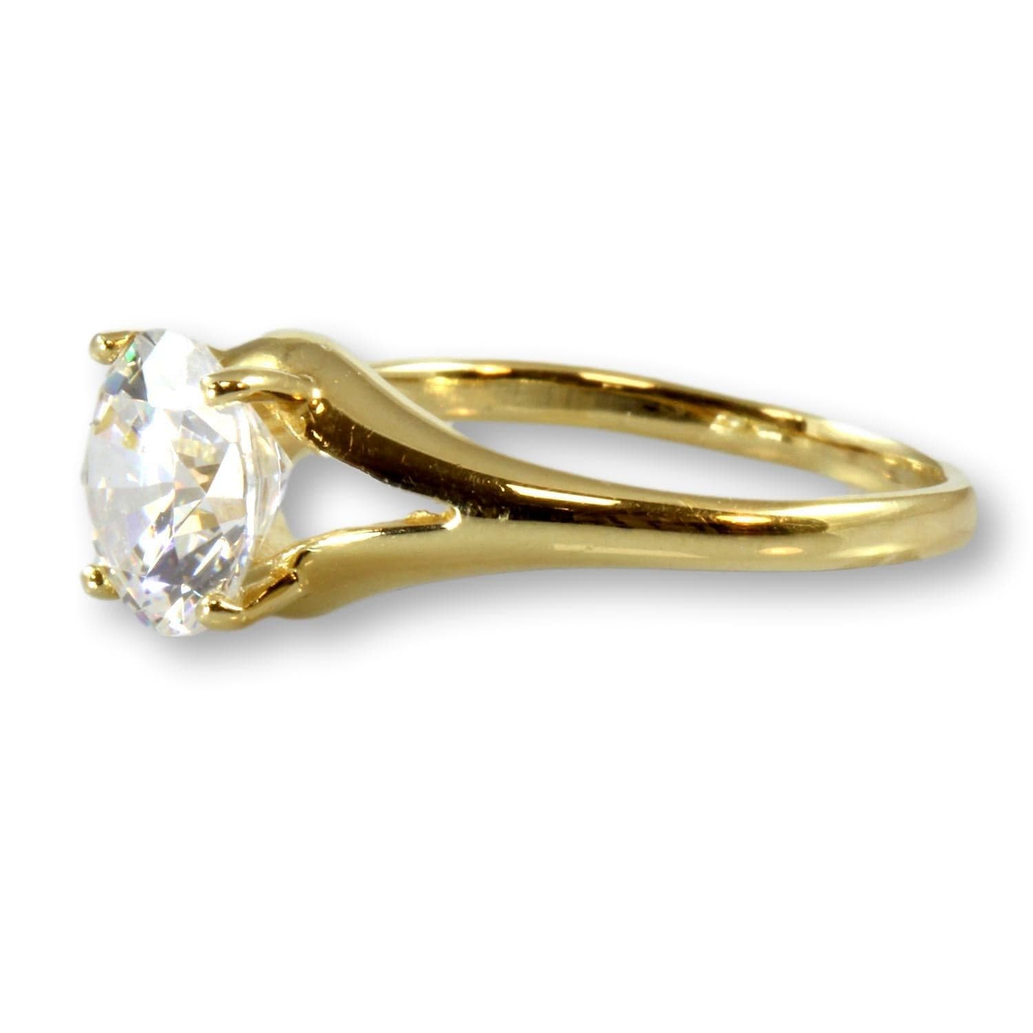 8mm Round Brilliant Cubic Zirconia 14K Yellow Gold Ring - Size 6.5 - Thumbnail 2