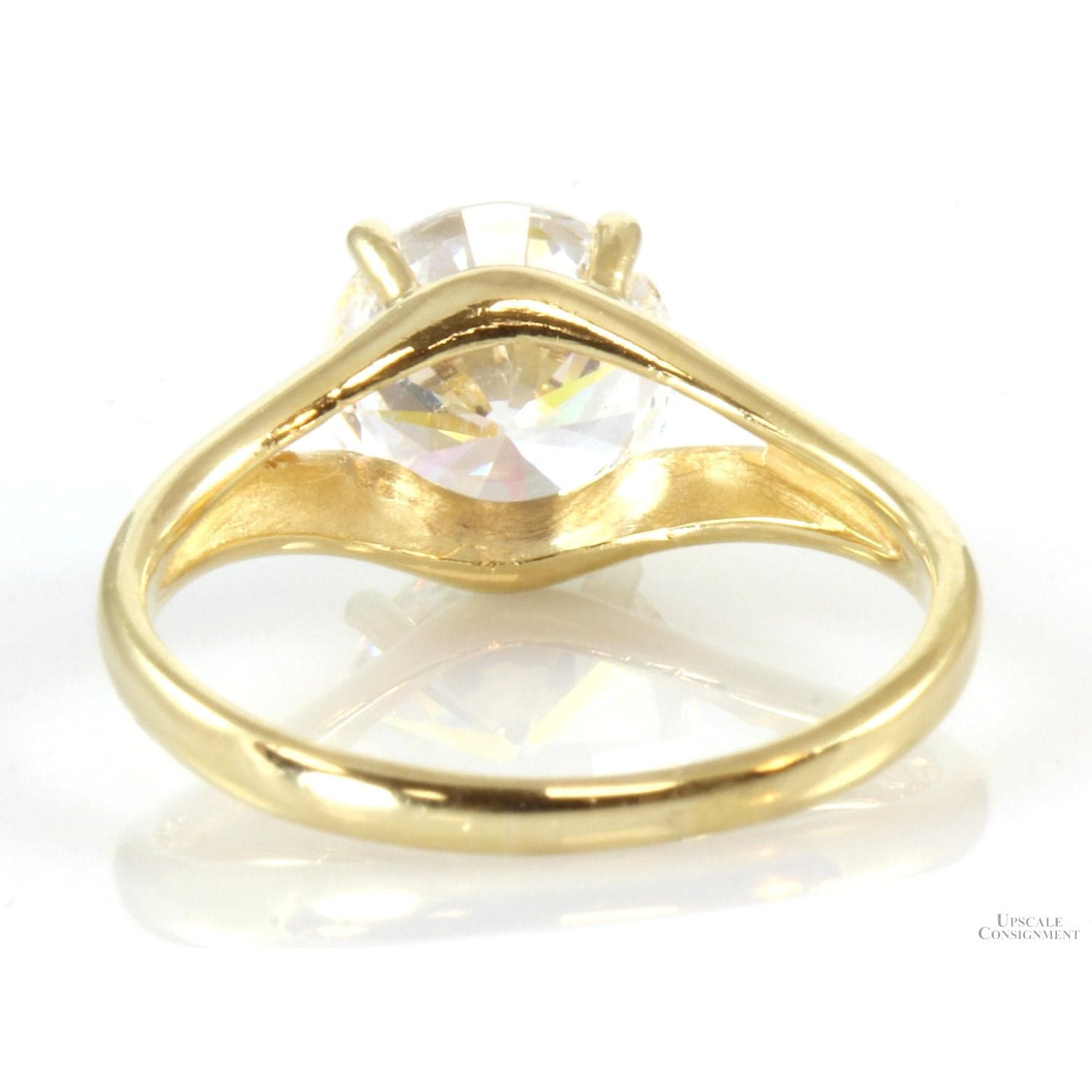 8mm Round Brilliant Cubic Zirconia 14K Yellow Gold Ring - Size 6.5 - Thumbnail 3