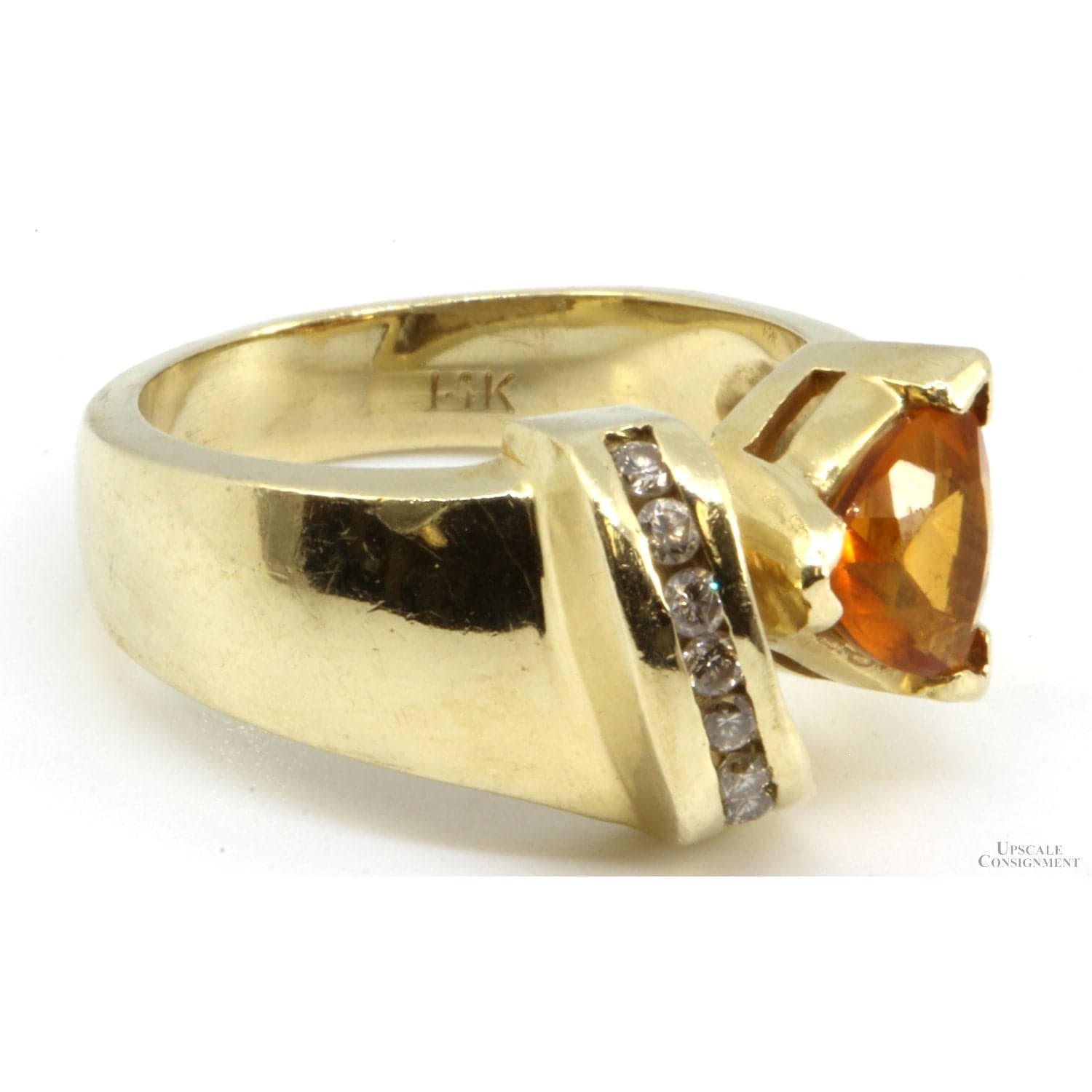 1.31ct Trillion-Cut Citrine .15ctw Diamond 14K Yellow Gold Ring - Size 6.25 - Thumbnail 3