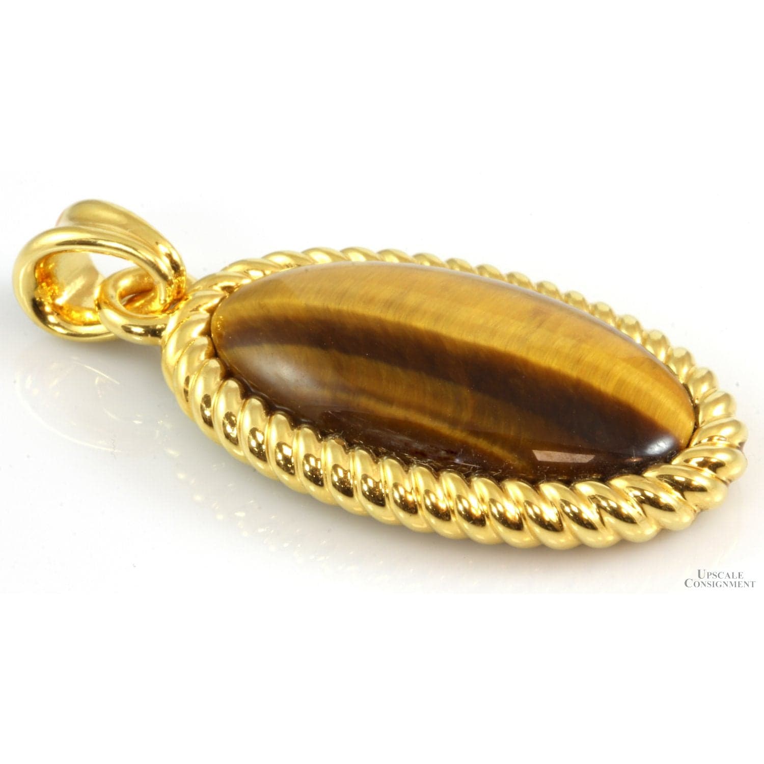 14K Gold Electroformed over Resin Cat's Eye Quartz Pendant - 2" - Thumbnail 2