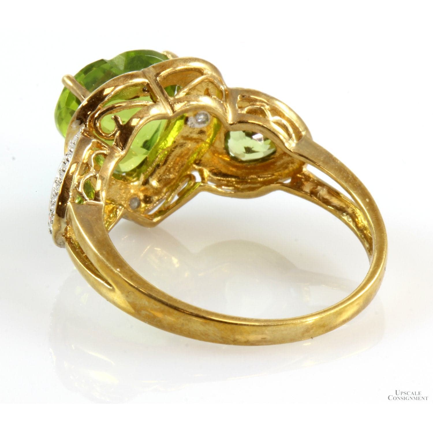 2.90ctw Heart Shape Peridot & Diamond 10K Gold Ring - Size 7 - Thumbnail 3