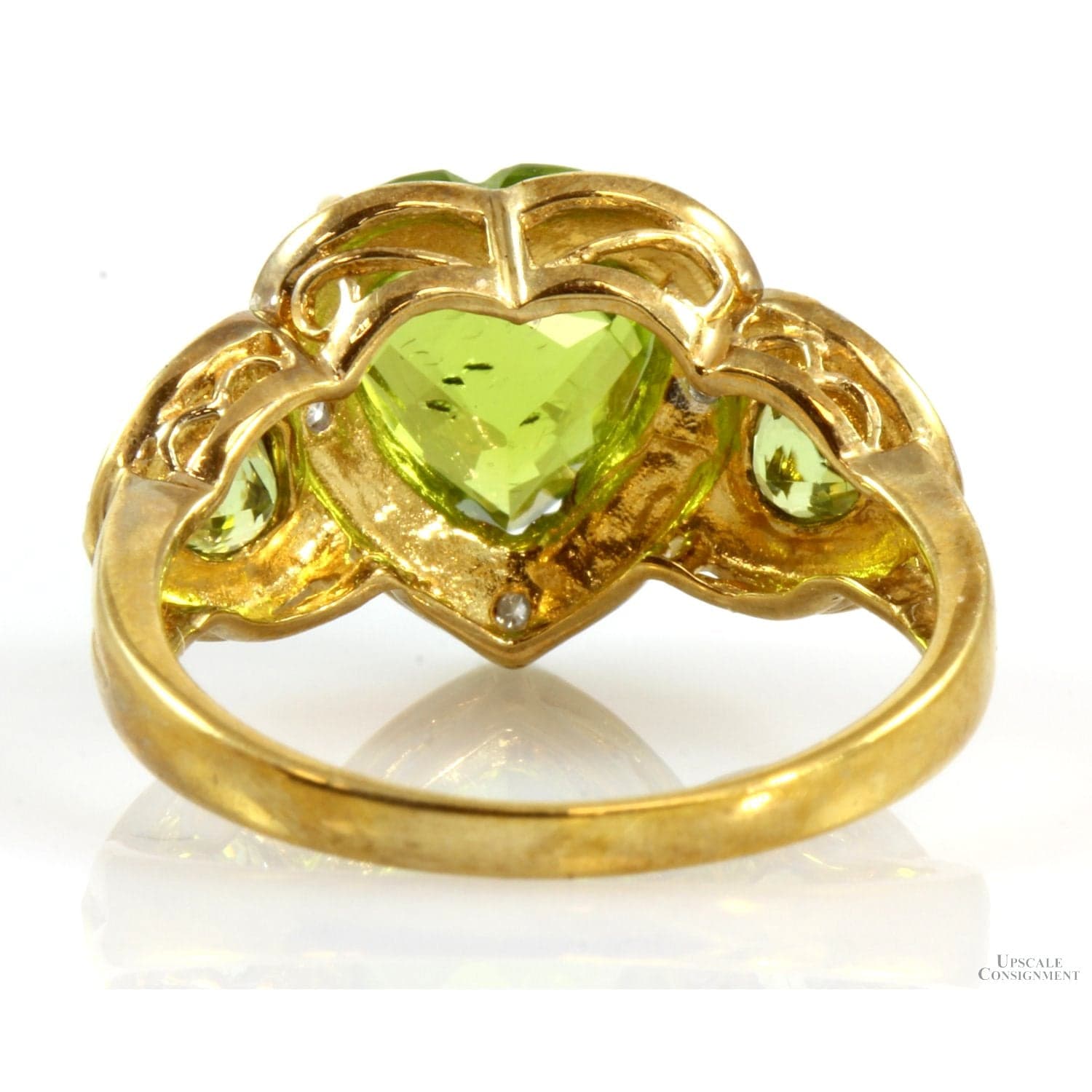 2.90ctw Heart Shape Peridot & Diamond 10K Gold Ring - Size 7 - Thumbnail 4