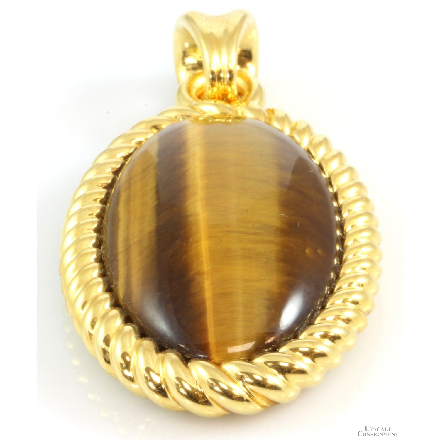 14K Gold Electroformed over Resin Cat's Eye Quartz Pendant - 2" - Image 1