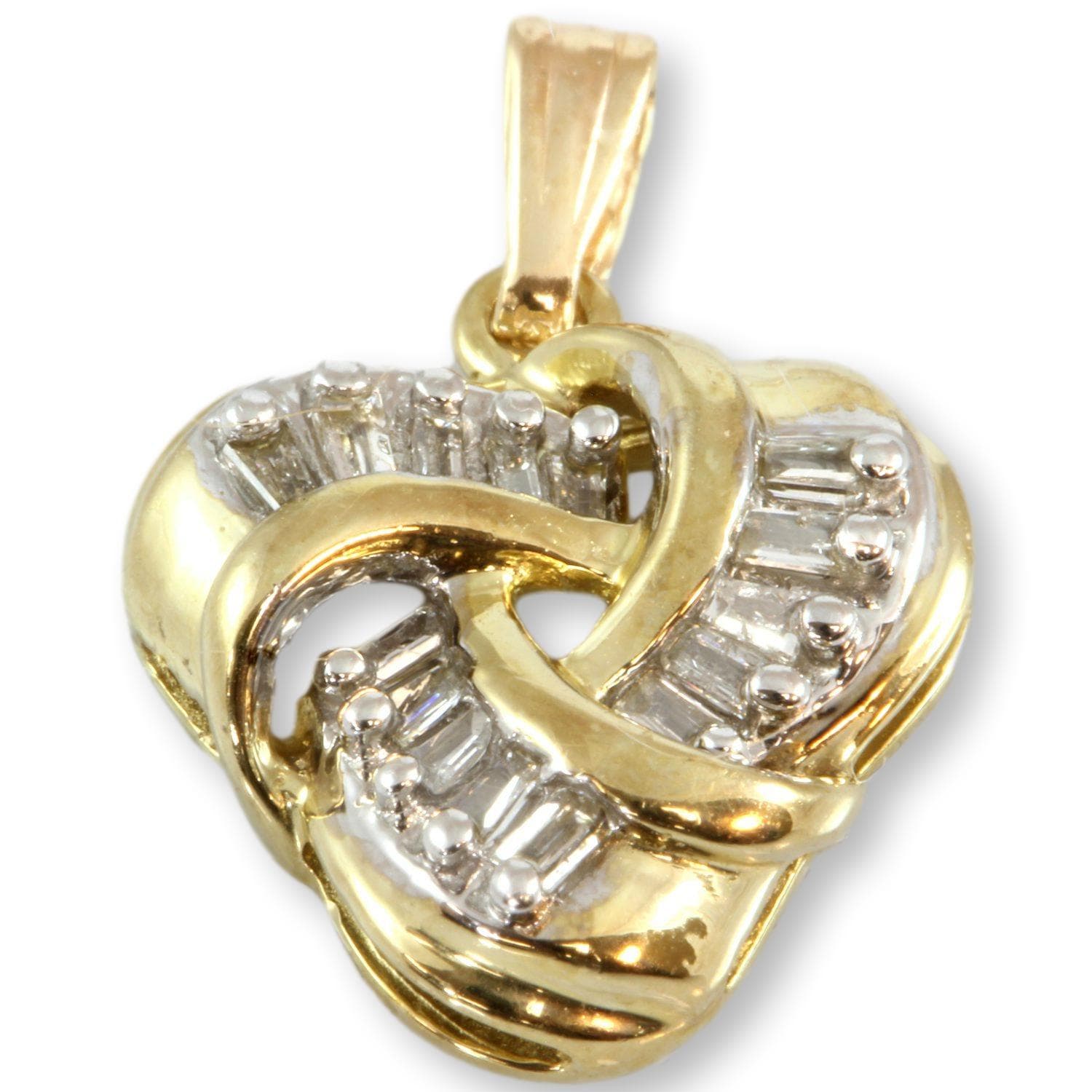 .17ctw Diamond 10-14K Yellow Gold Heart Pendant - .75" - Image 1