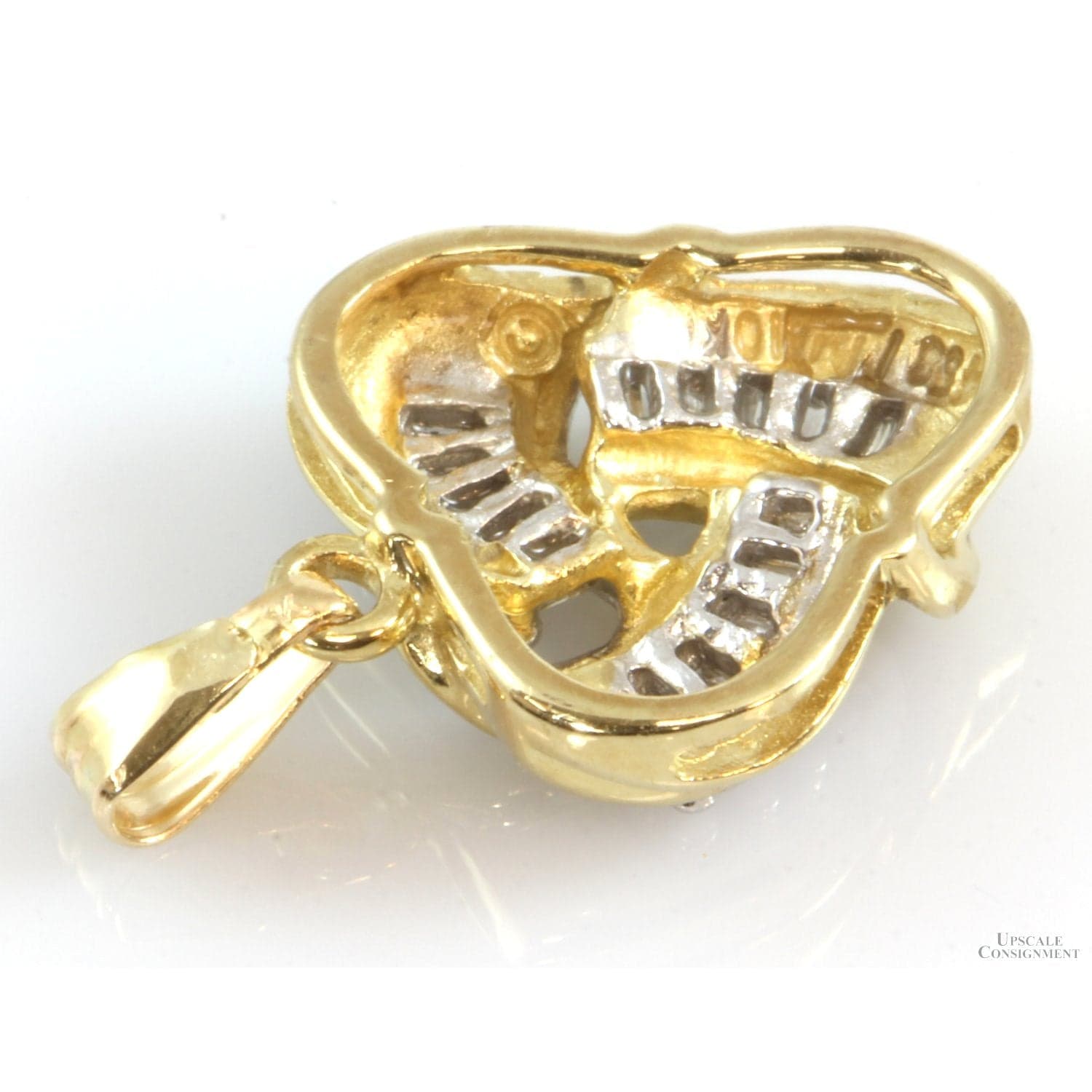 .17ctw Diamond 10-14K Yellow Gold Heart Pendant - .75" - Thumbnail 4