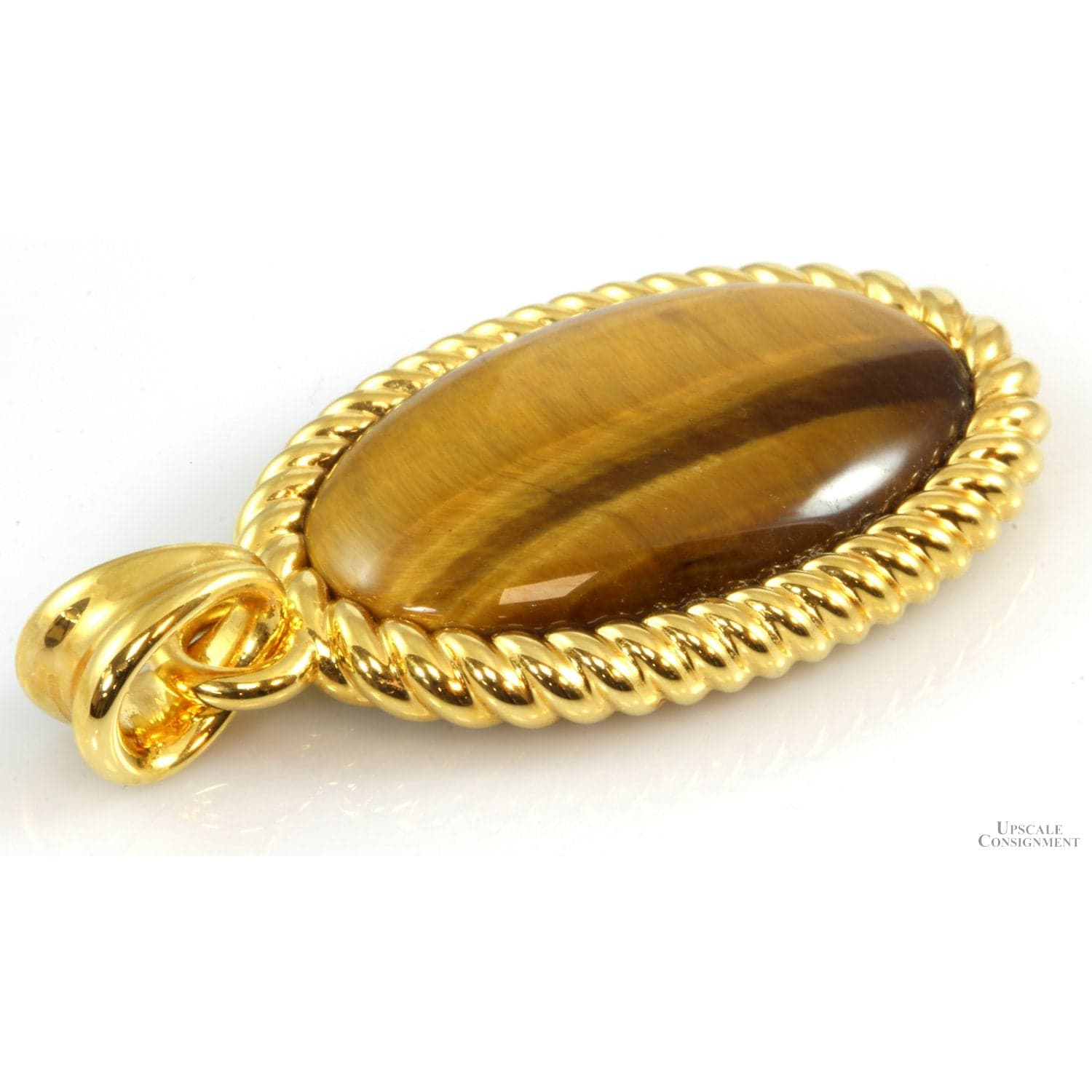 14K Gold Electroformed over Resin Cat's Eye Quartz Pendant - 2" - Thumbnail 3
