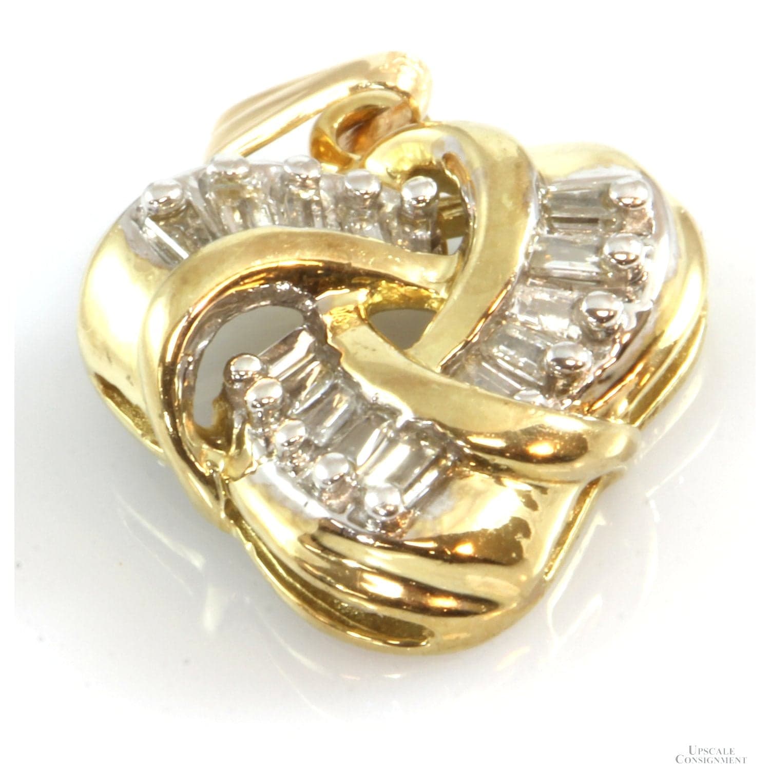 .17ctw Diamond 10-14K Yellow Gold Heart Pendant - .75" - Thumbnail 2