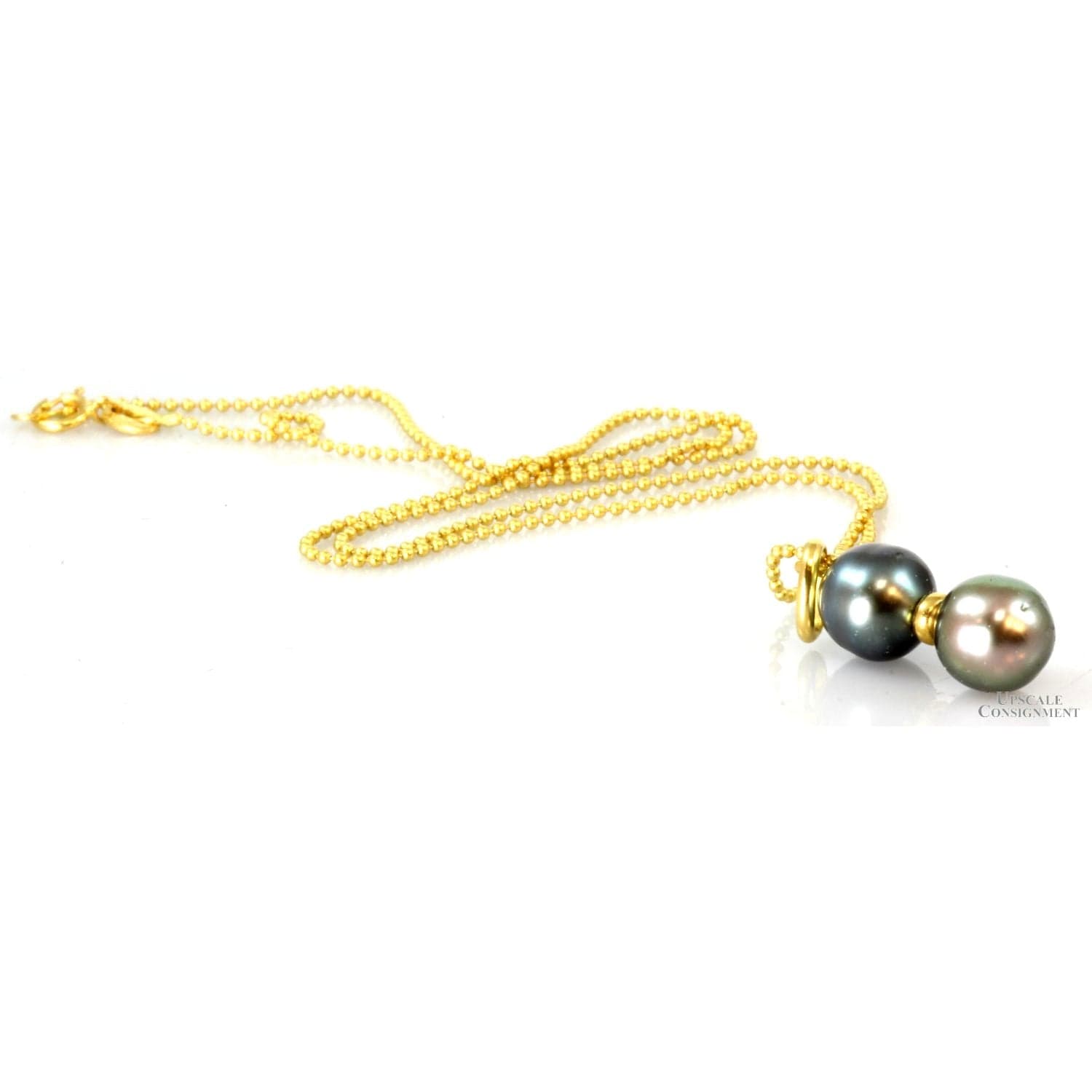 18K Gold Toi et Moi Tahitian Pearl Pendant & 16" Chain - 16 in - Thumbnail 3