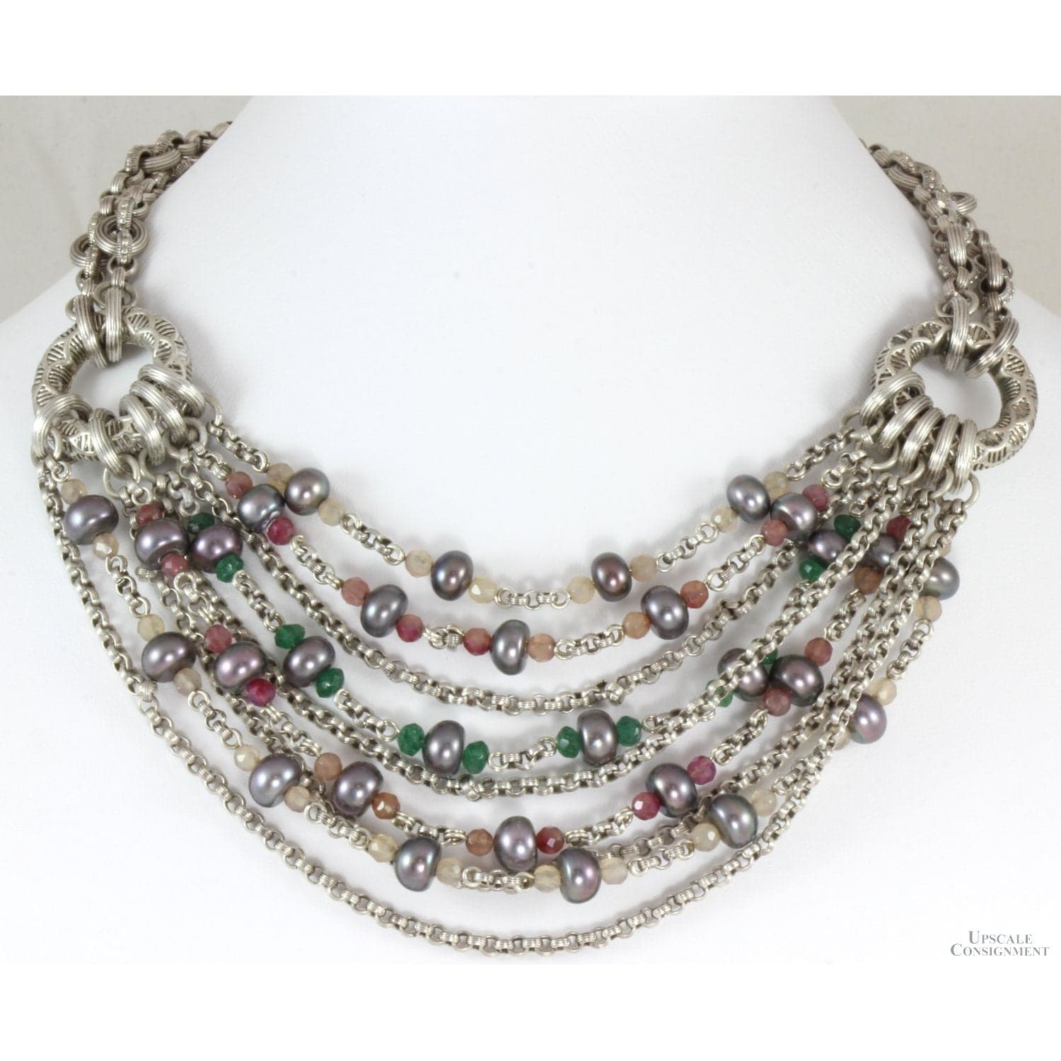 Stephen Dweck Multi-Strand Pearl & Multi Stone Necklace - 16 in - Image 1