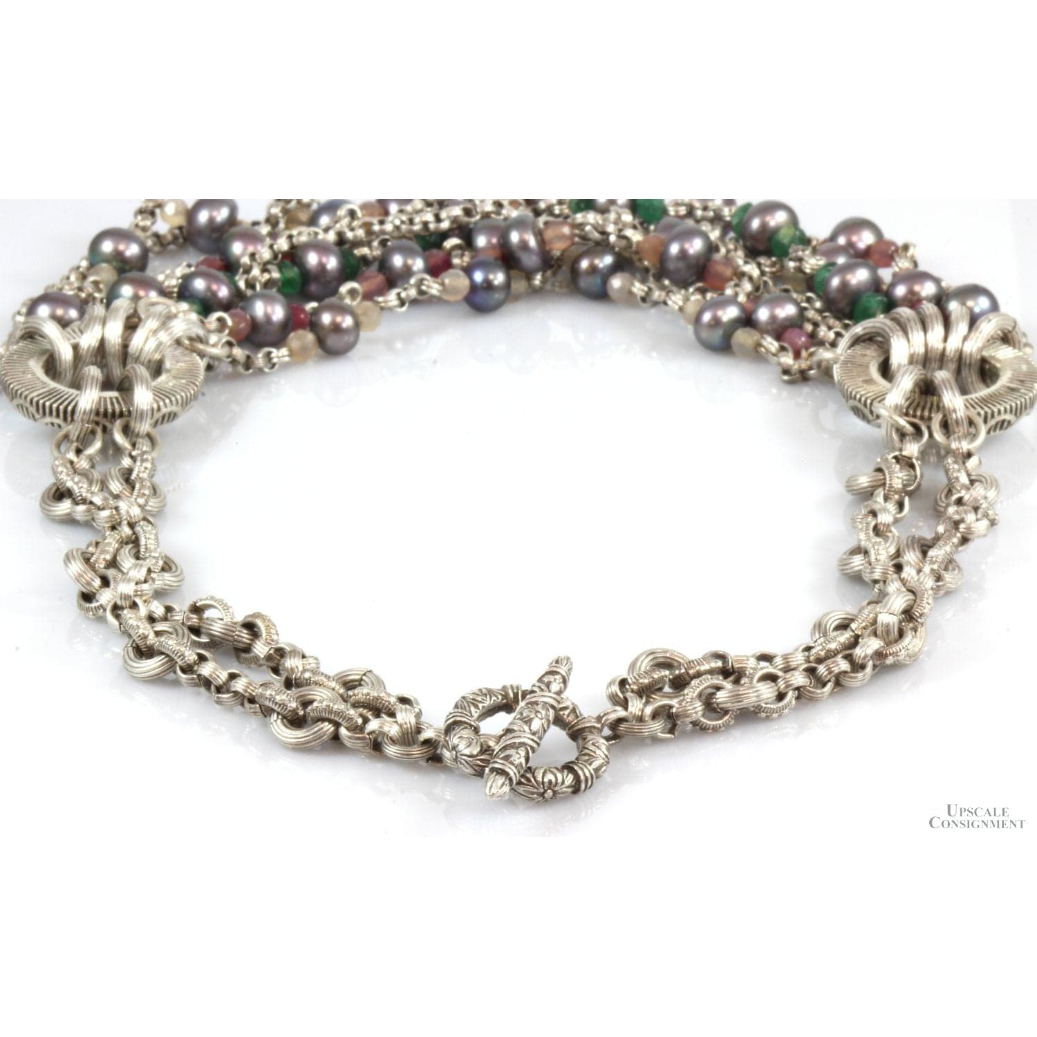 Stephen Dweck Multi-Strand Pearl & Multi Stone Necklace - 16 in - Thumbnail 4
