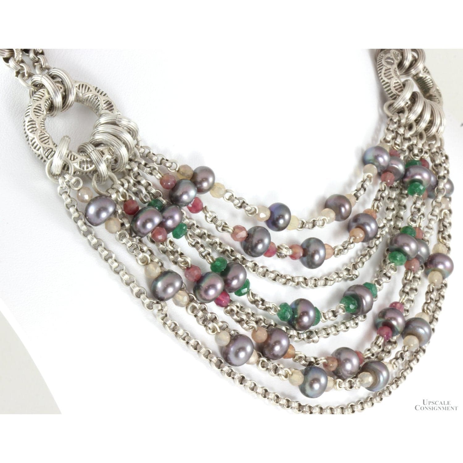 Stephen Dweck Multi-Strand Pearl & Multi Stone Necklace - 16 in - Thumbnail 3