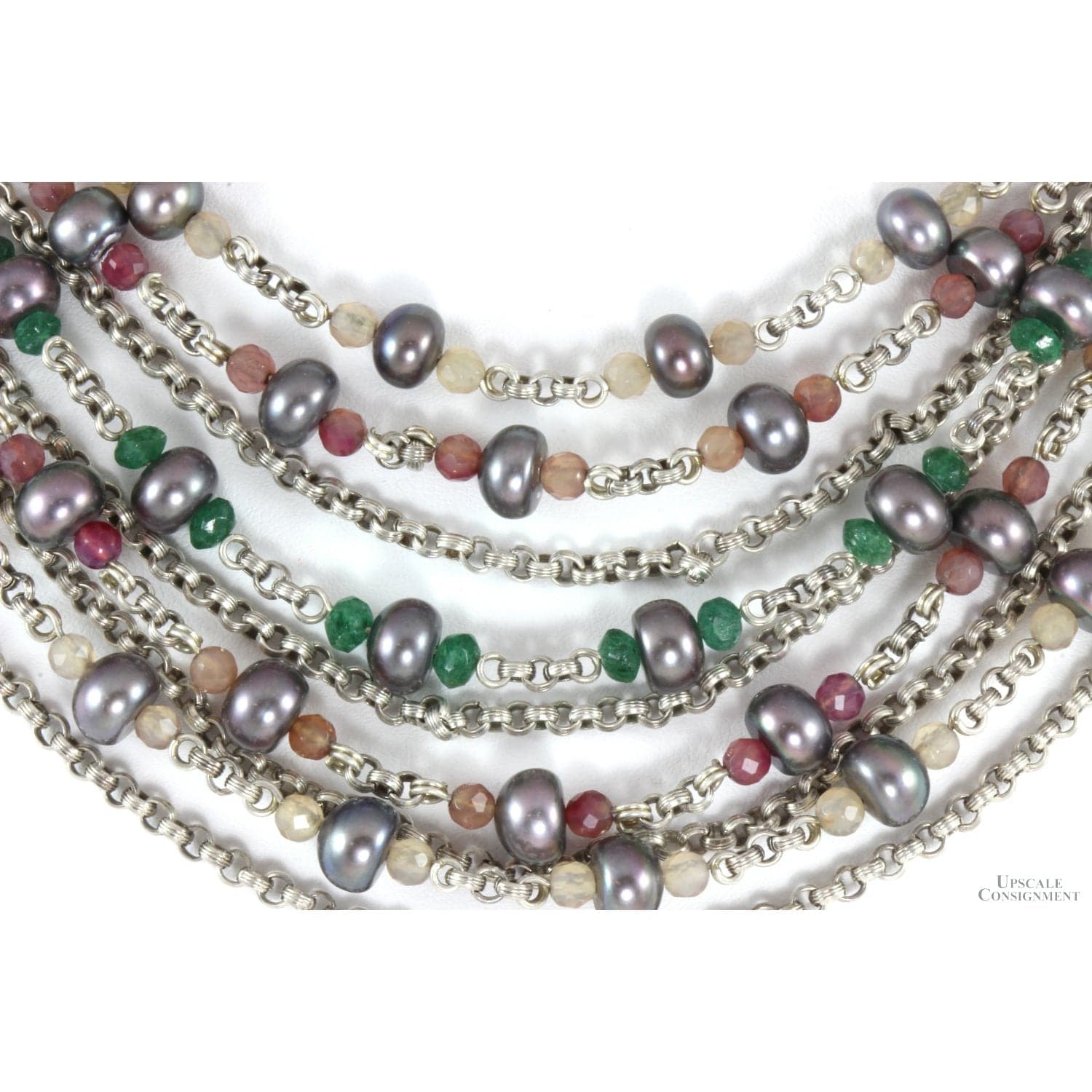 Stephen Dweck Multi-Strand Pearl & Multi Stone Necklace - 16 in - Thumbnail 2