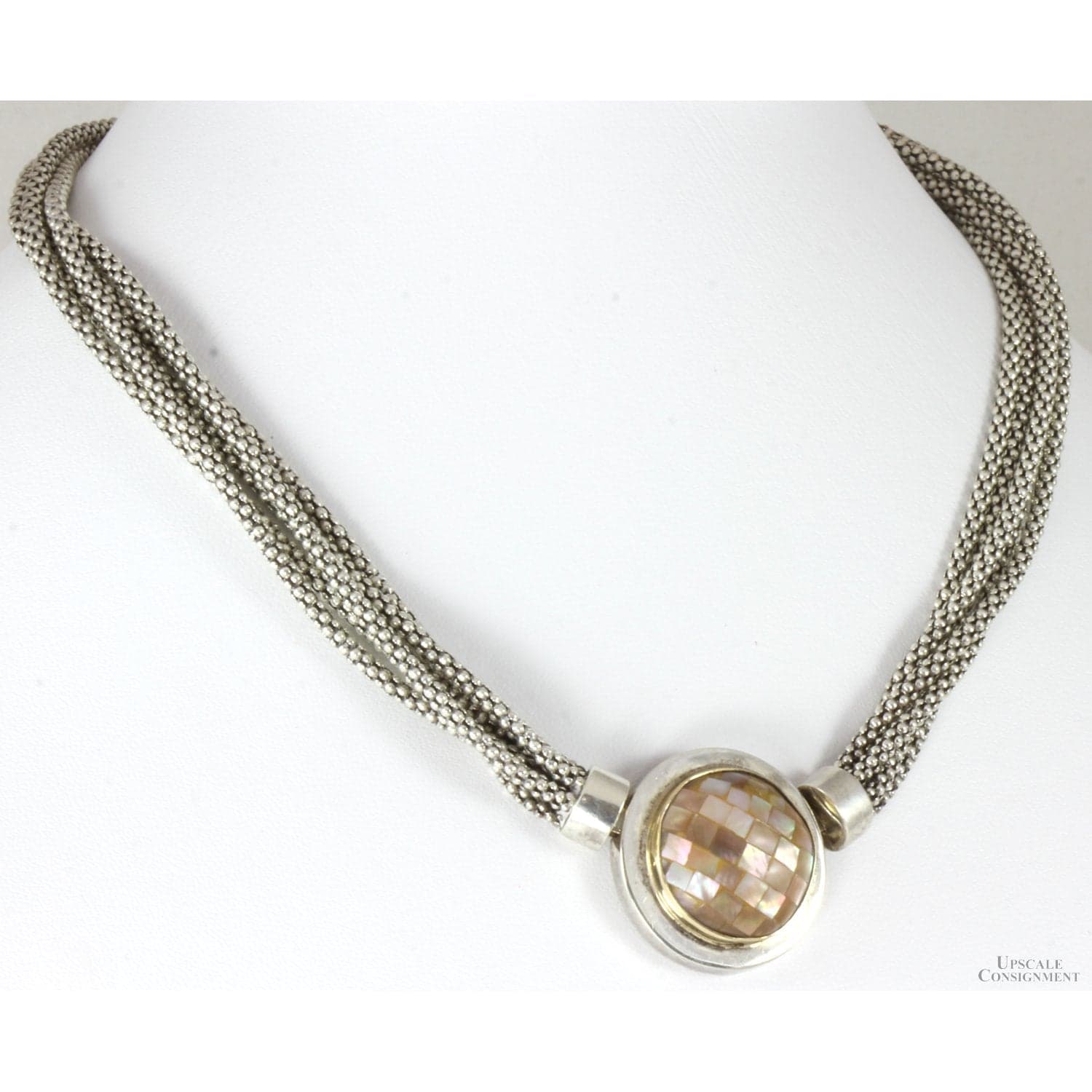 Michael Dawkins Sterling Silver Mother of Pearl Necklace - 16 in - Thumbnail 2