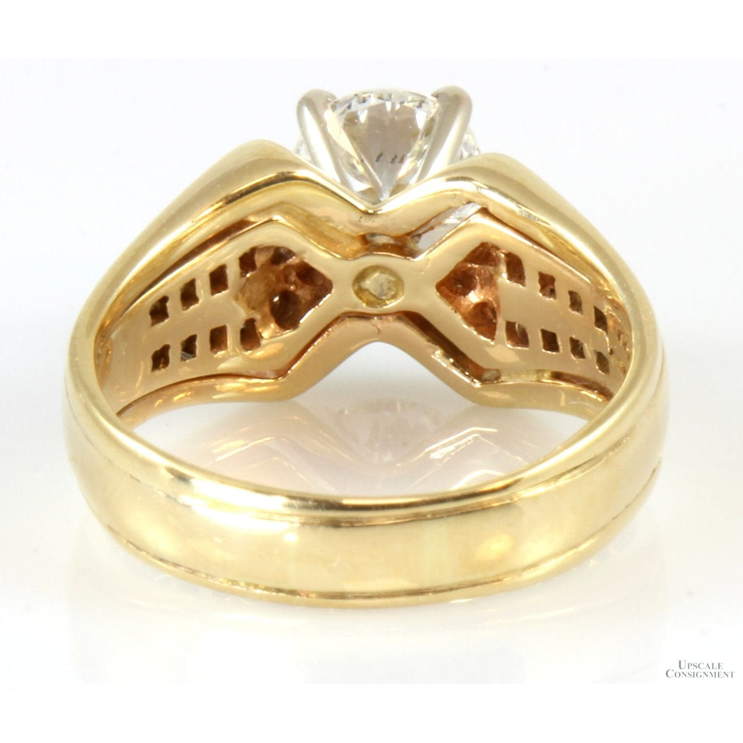 1.04ctw Diamond 14K Gold Wedding Set .83ct Round Brilliant Solitaire - Size 5.5 - Thumbnail 5