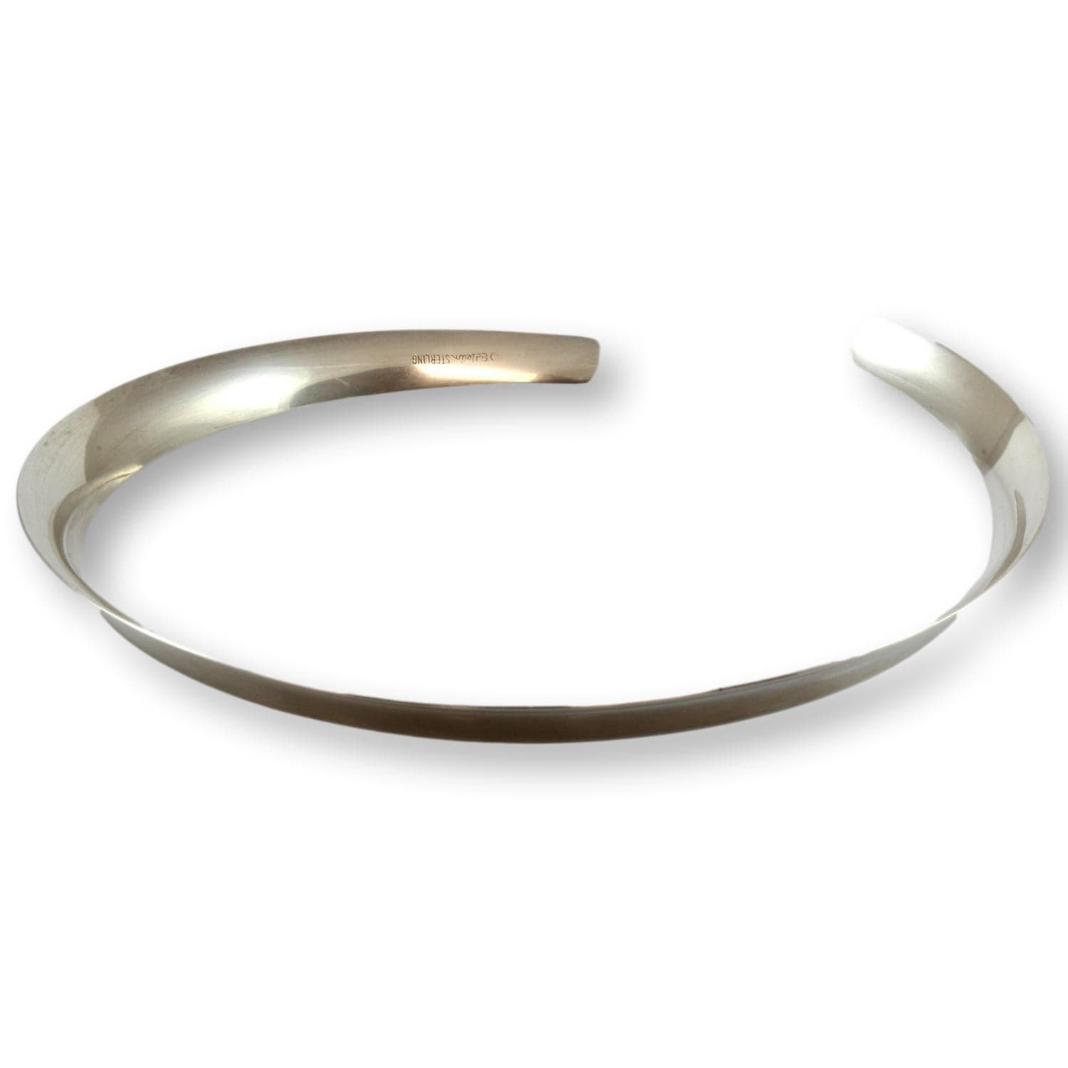 Vintage Handmade Designer Sterling Silver Collar Cuff Necklace - Thumbnail 3