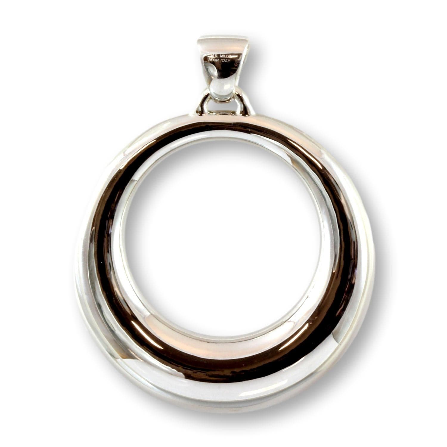 Electroformed 14K White Gold over Resin Reversible Circular Pendant - 3" - Thumbnail 2