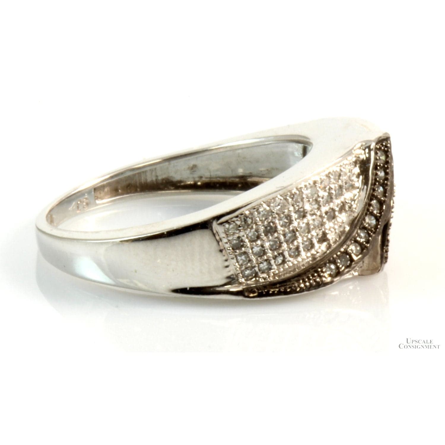 .25ctw Diamond 10K White Gold Band Black Rhodium Accent - Size 6 - Thumbnail 3