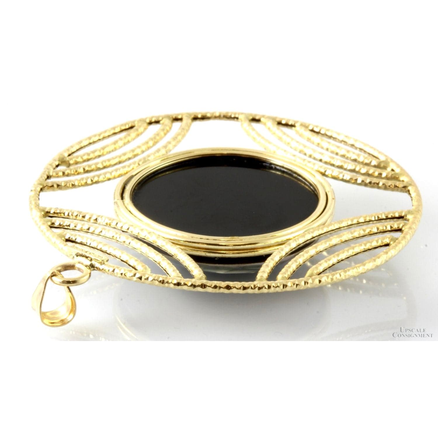 Abalone Triplet Pendant in 14K Yellow Gold Textured Surround - 2.125"(l) - Thumbnail 2