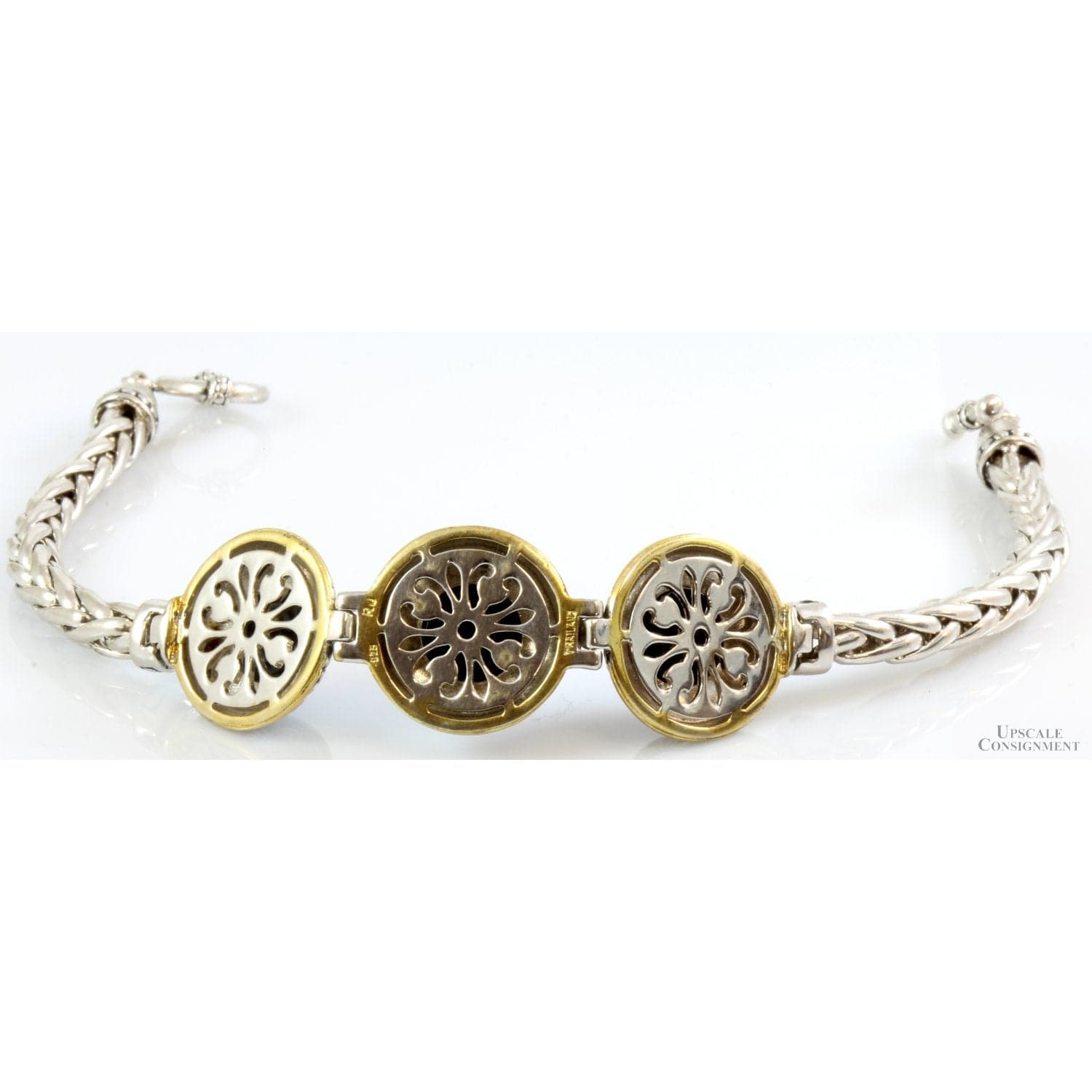 Sterling Silver & 18K Yellow Gold Black Onyx Bracelet - 9 in - Thumbnail 3