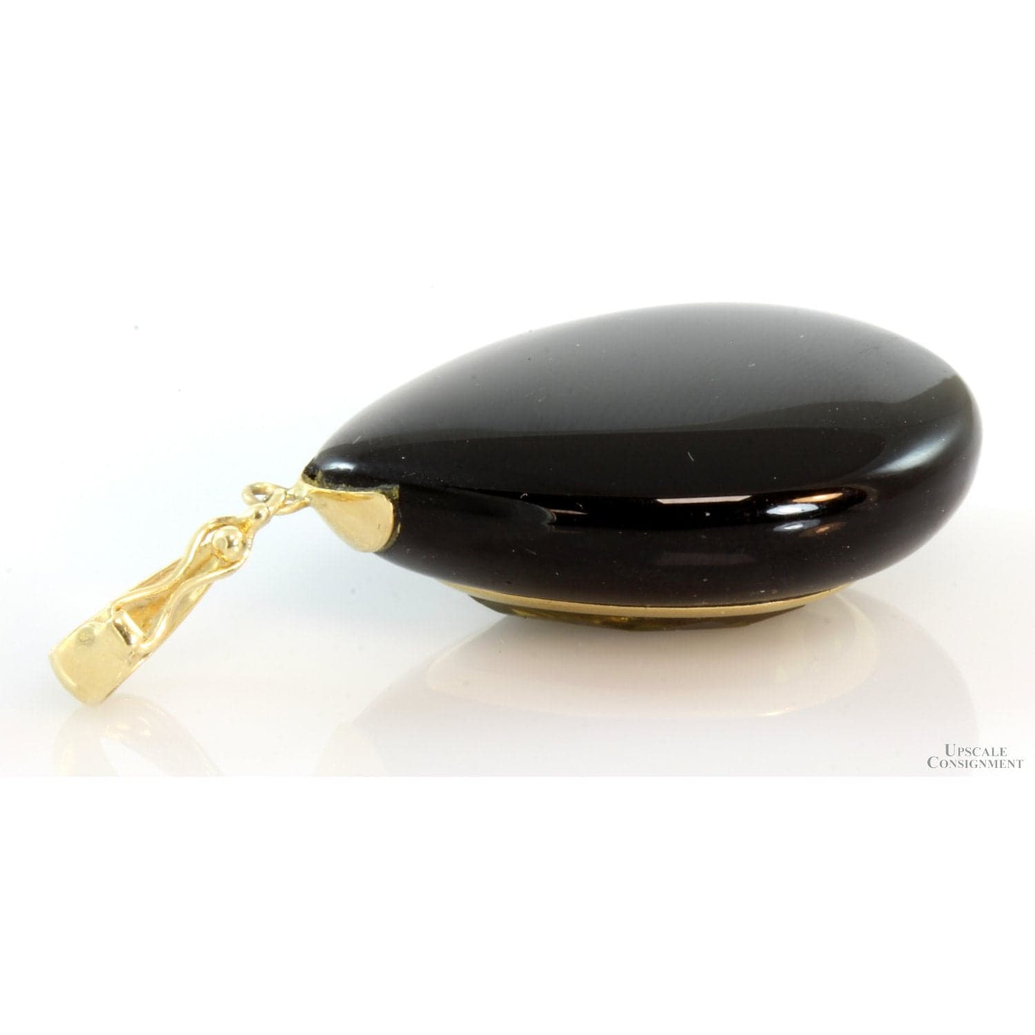 Black Onyx & Lemon Quartz 14K Gold Enhancer Pendant - 1.75" - Thumbnail 3