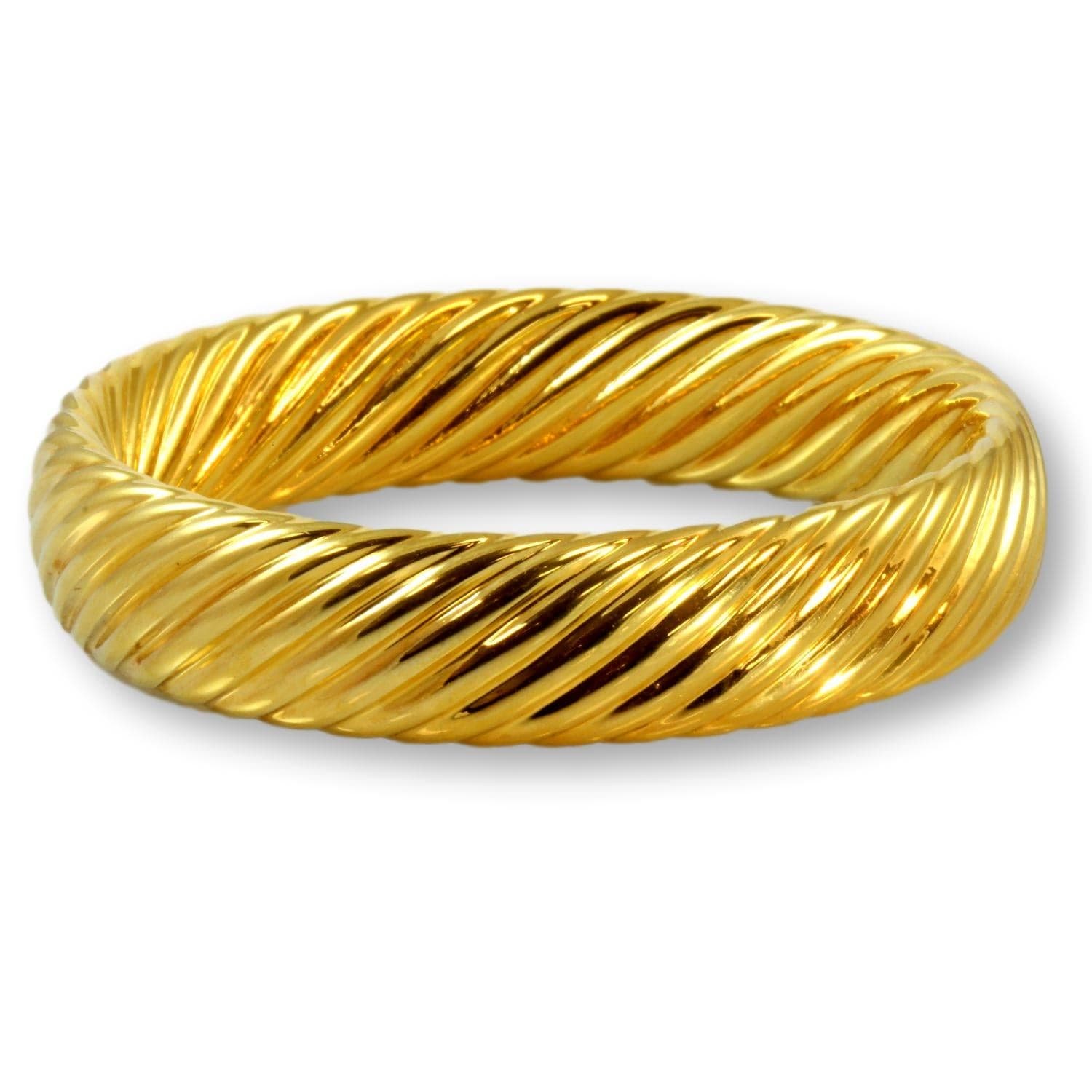 Electroformed 18K Gold over Resin Slip-On 16mm(w) Ribbed Bangle - 2.625" ID - Image 1