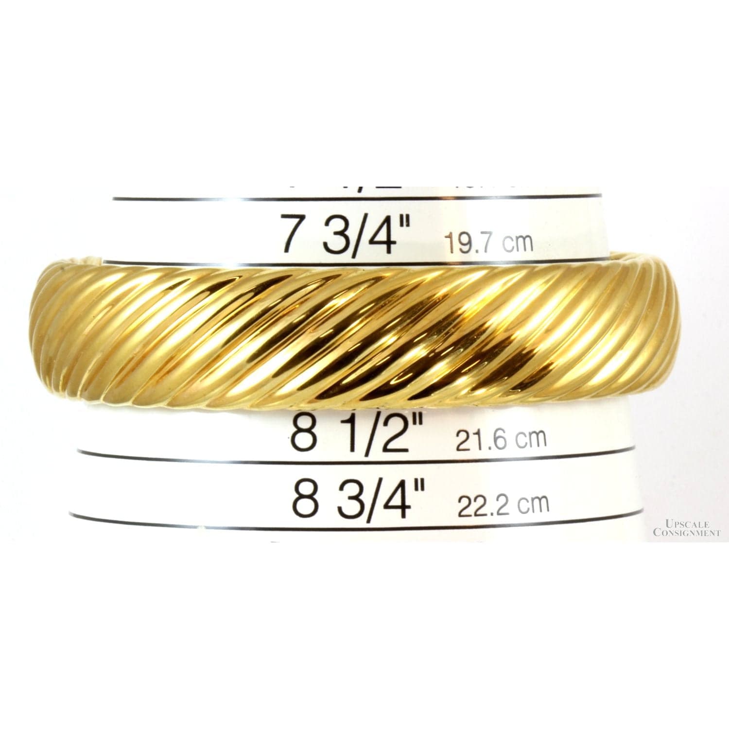 Electroformed 18K Gold over Resin Slip-On 16mm(w) Ribbed Bangle - 2.625" ID - Thumbnail 2