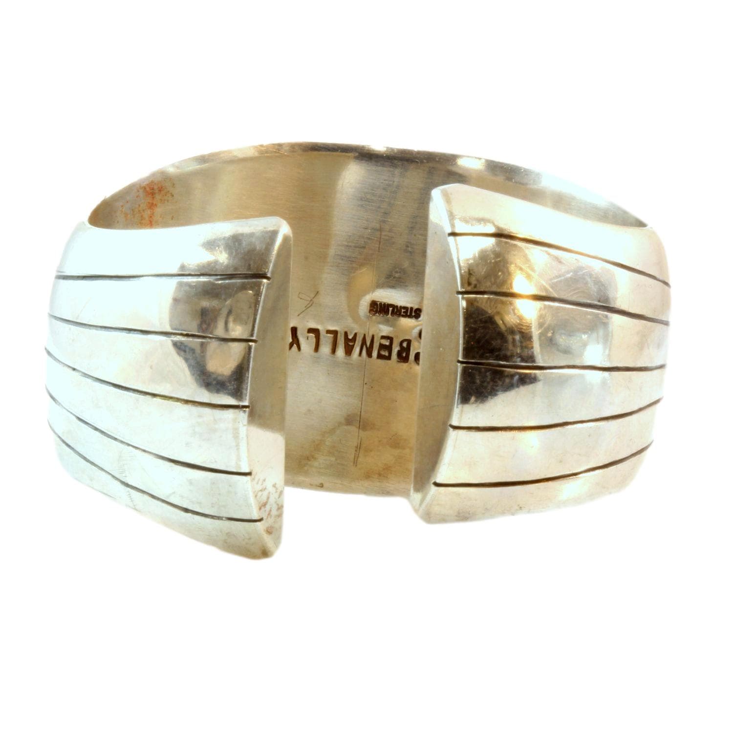 Vintage Navajo 5-Stone Red Coral Sterling Silver Shadow box Cuff by P. Benally - Default Title / Size 5.75 - Thumbnail 5