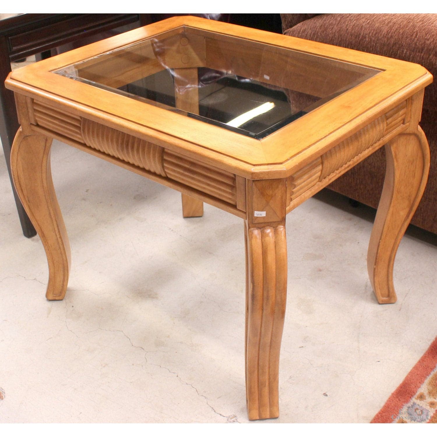 Glass Insert Top End Table - Warm Finish - Thumbnail 3
