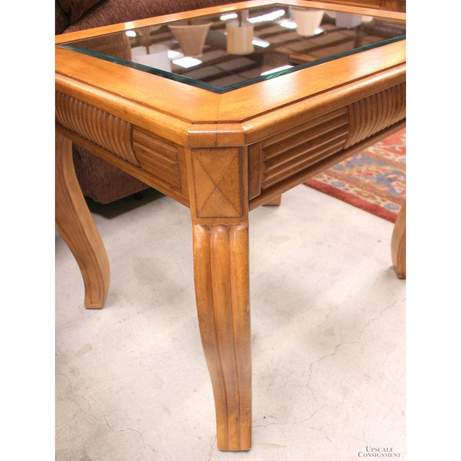 Glass Insert Top End Table - Warm Finish - Thumbnail 2