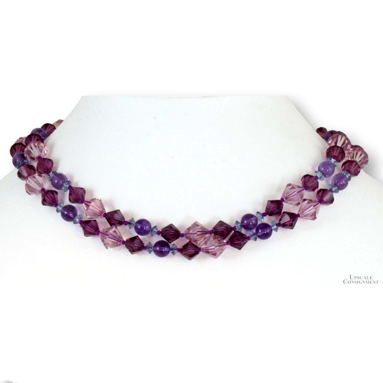 14K Gold Amethyst, Blue Topaz, Crystal Bead 31"(l) Necklace - 31 in - Image 1