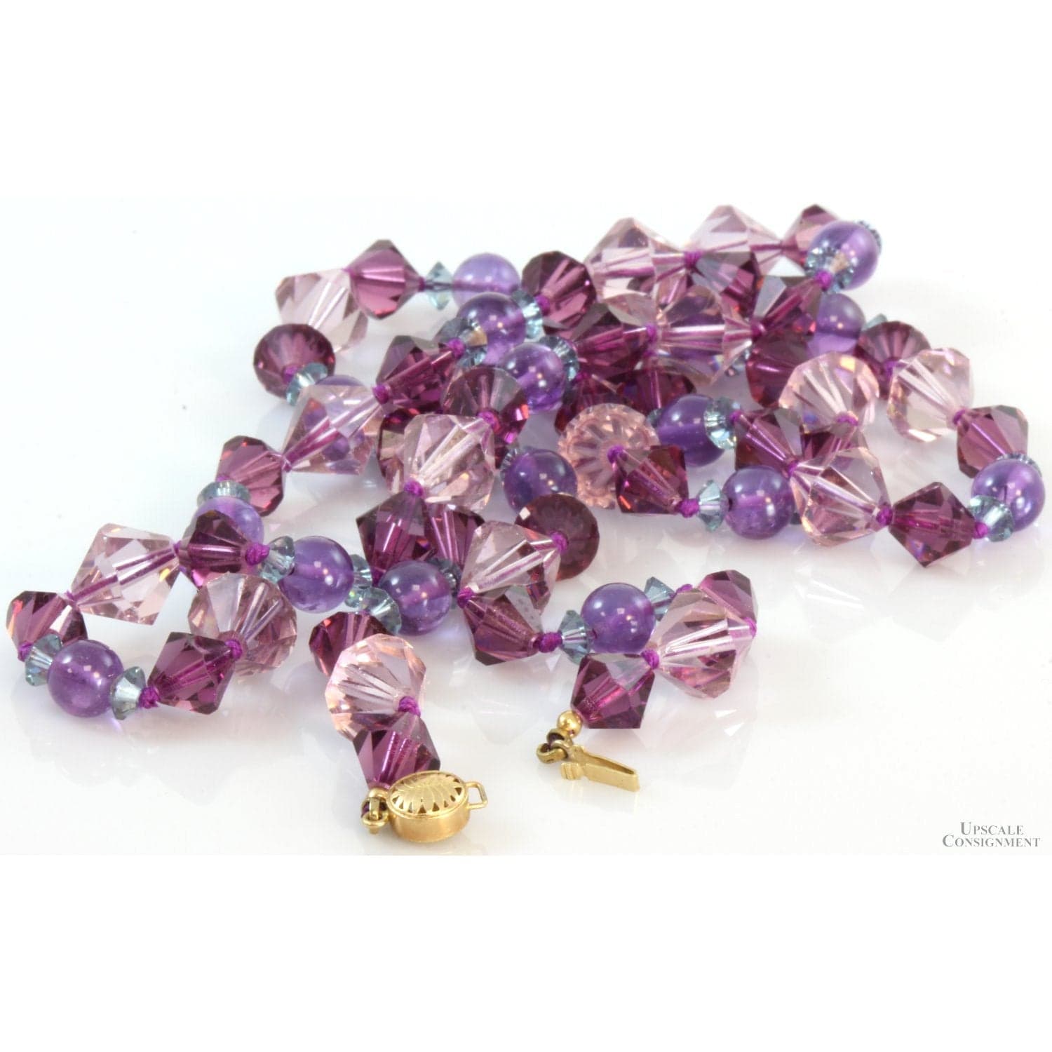 14K Gold Amethyst, Blue Topaz, Crystal Bead 31"(l) Necklace - 31 in - Thumbnail 2