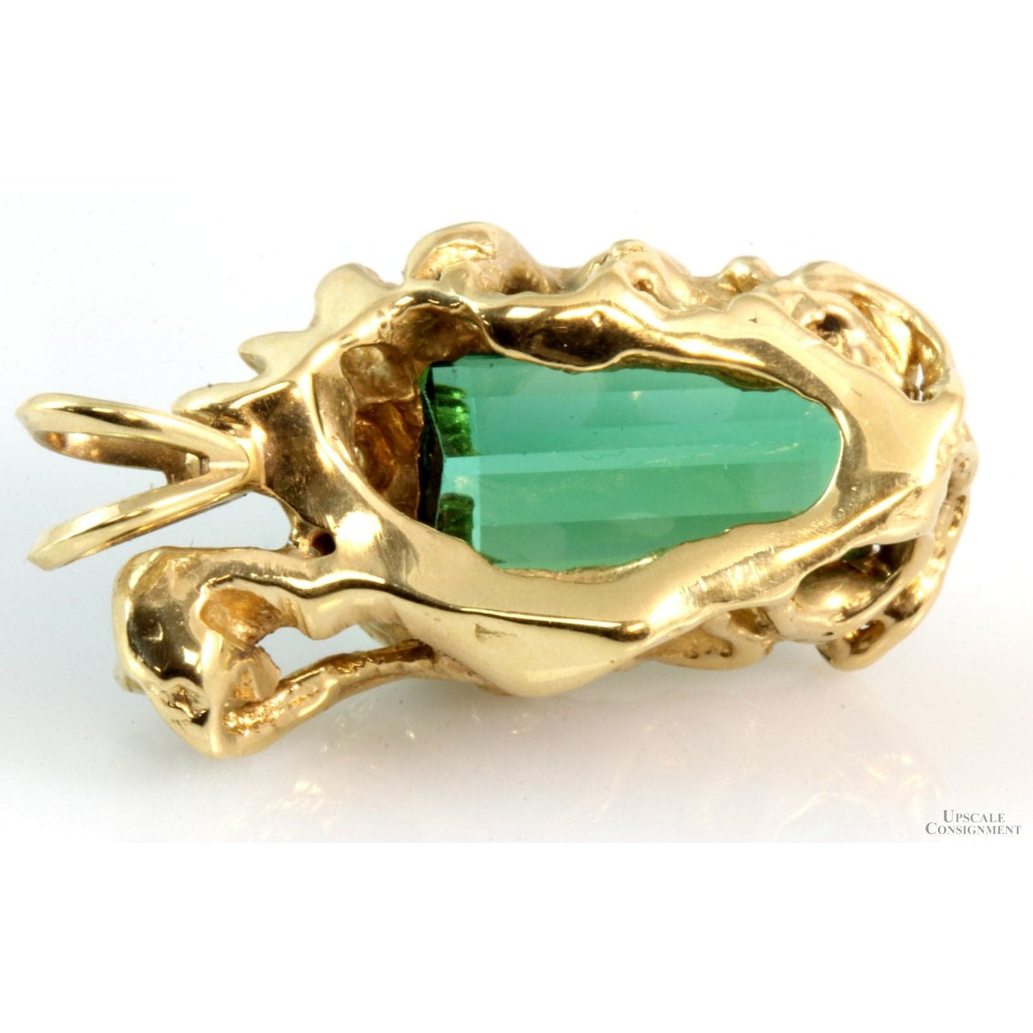 14K Gold 4.08ct Green Chrome Tourmaline Diamond Pendant - Thumbnail 7