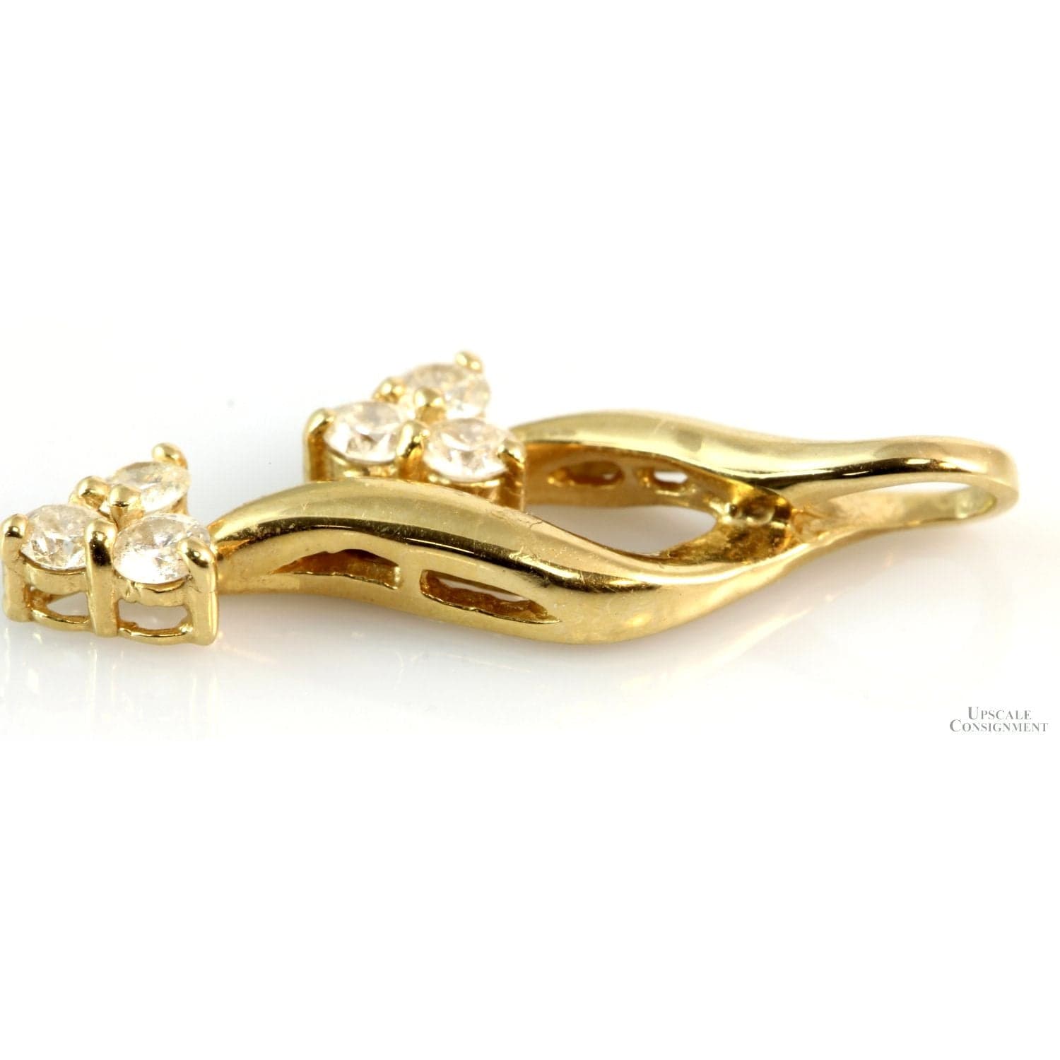 .40ctw Diamond 14K Yellow Gold Infinity Swirl Pendant - 1 inch - Thumbnail 3