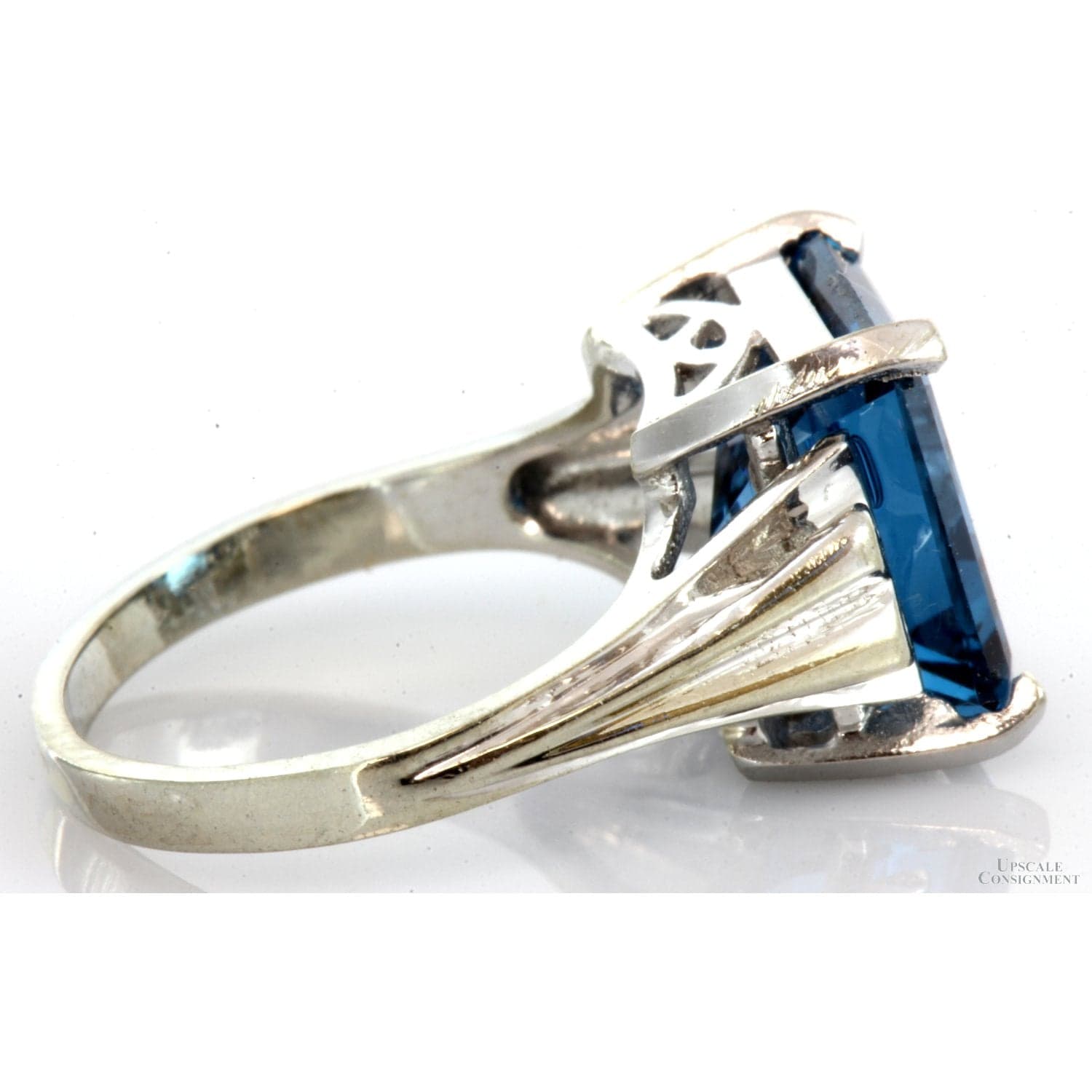Lab-Created Emerald Cut Blue Spinel 10K White Gold Ring - 4.75 - Thumbnail 6