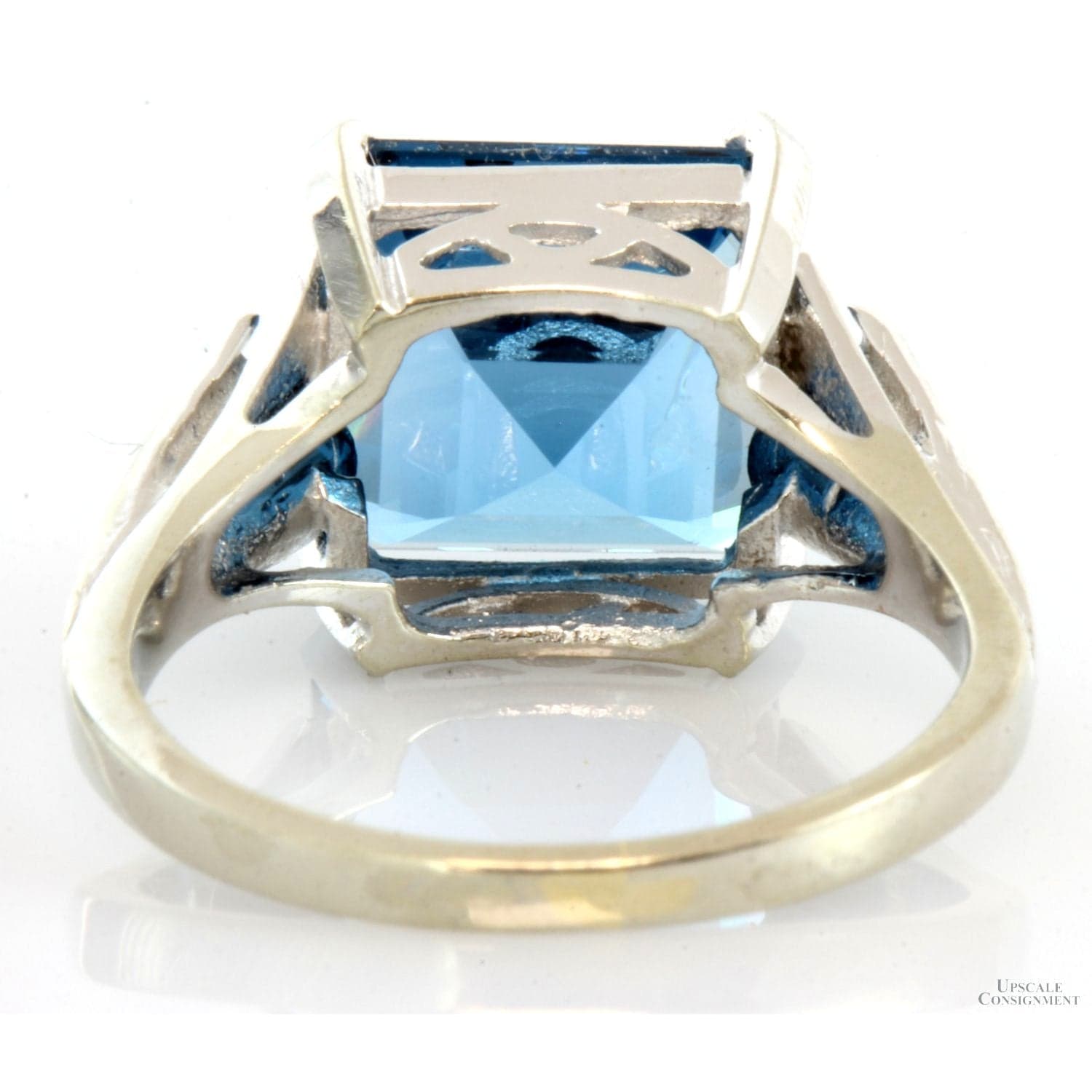 Lab-Created Emerald Cut Blue Spinel 10K White Gold Ring - 4.75 - Thumbnail 8