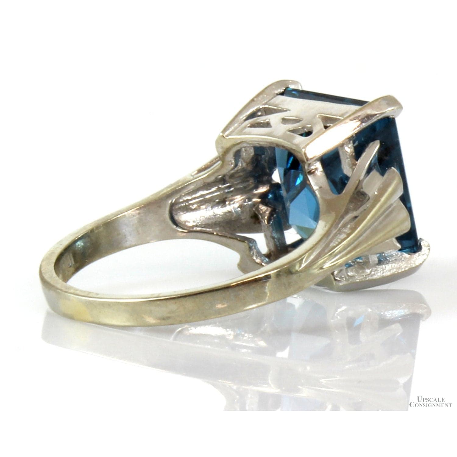 Lab-Created Emerald Cut Blue Spinel 10K White Gold Ring - 4.75 - Thumbnail 7